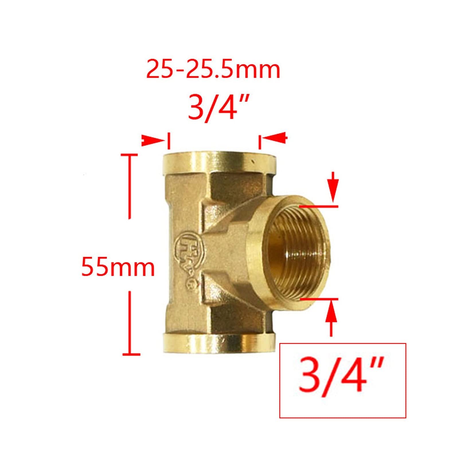 Utility Hose Butt Hose Connector Adapter Brass 1/4" 1/2 3/4 1Inch External Thread Internal Thread Joint Elbow T-Shaped Cross Manifold Repair Copper Fittings Reducing Connector 1/3I4 Female