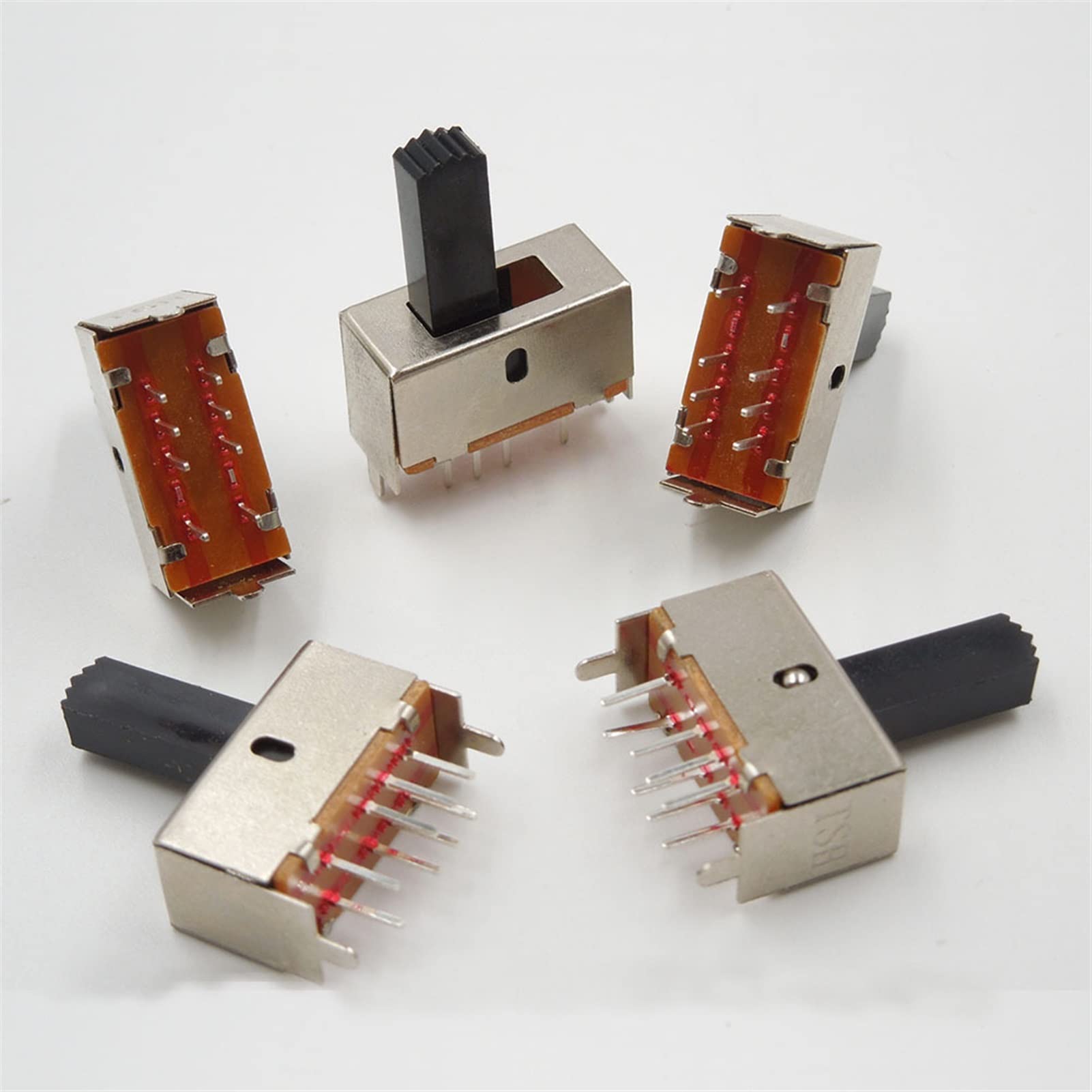 Interruttore a Scorrimento 250PCS Micro Mini Interruttore a levetta Pulsante 8 Pin 2P3T Interruttore a levetta Doppio Interruttore Scorrevole Verticale Alimentazione Altezza Maniglia: 15 mm
