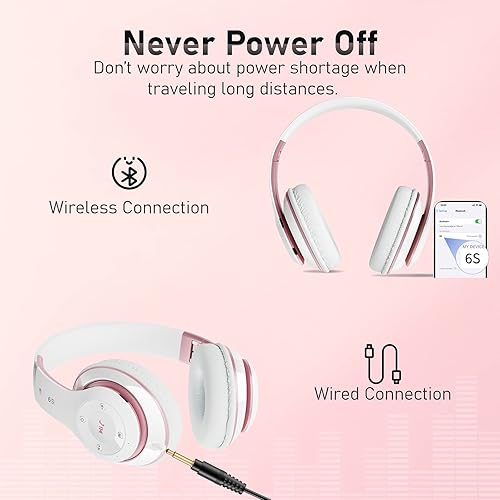 Miniatura 4 de Auriculares Bluetooth sobre la oreja, auriculares inalámbricos plegables 6S con 6 modos de ecualización, 40 horas de reproducción, auriculares