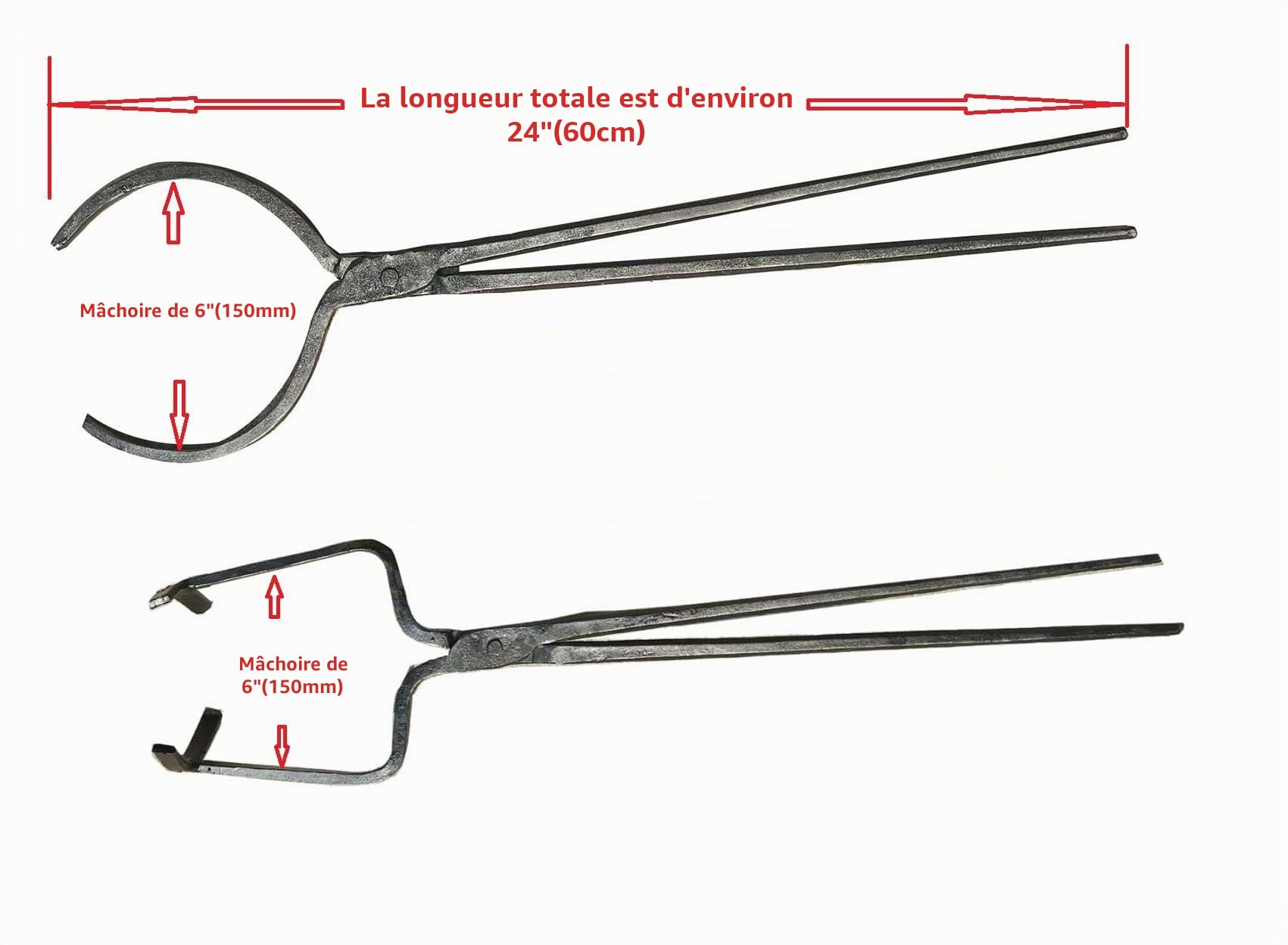 Pince creuset 10 kg pour faire fondre le métal, outils de fonderie pour couler et soulever des creusets, support de pince robuste 61 cm