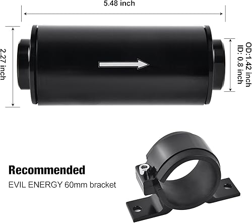 Miniatura 2 de EVIL ENERGY Filtro de combustible de 40 micrones en línea con adaptador universal 6AN 8AN 10AN 60MM
