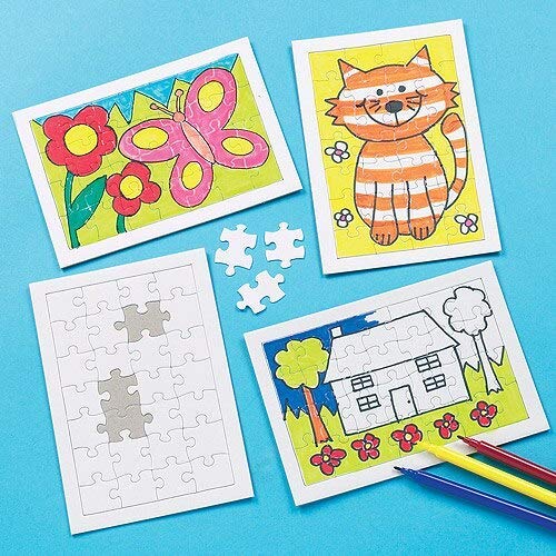 Baker Ross Jigsaw Puzzle Blanks Value Pack 28 Pieces — Plain White