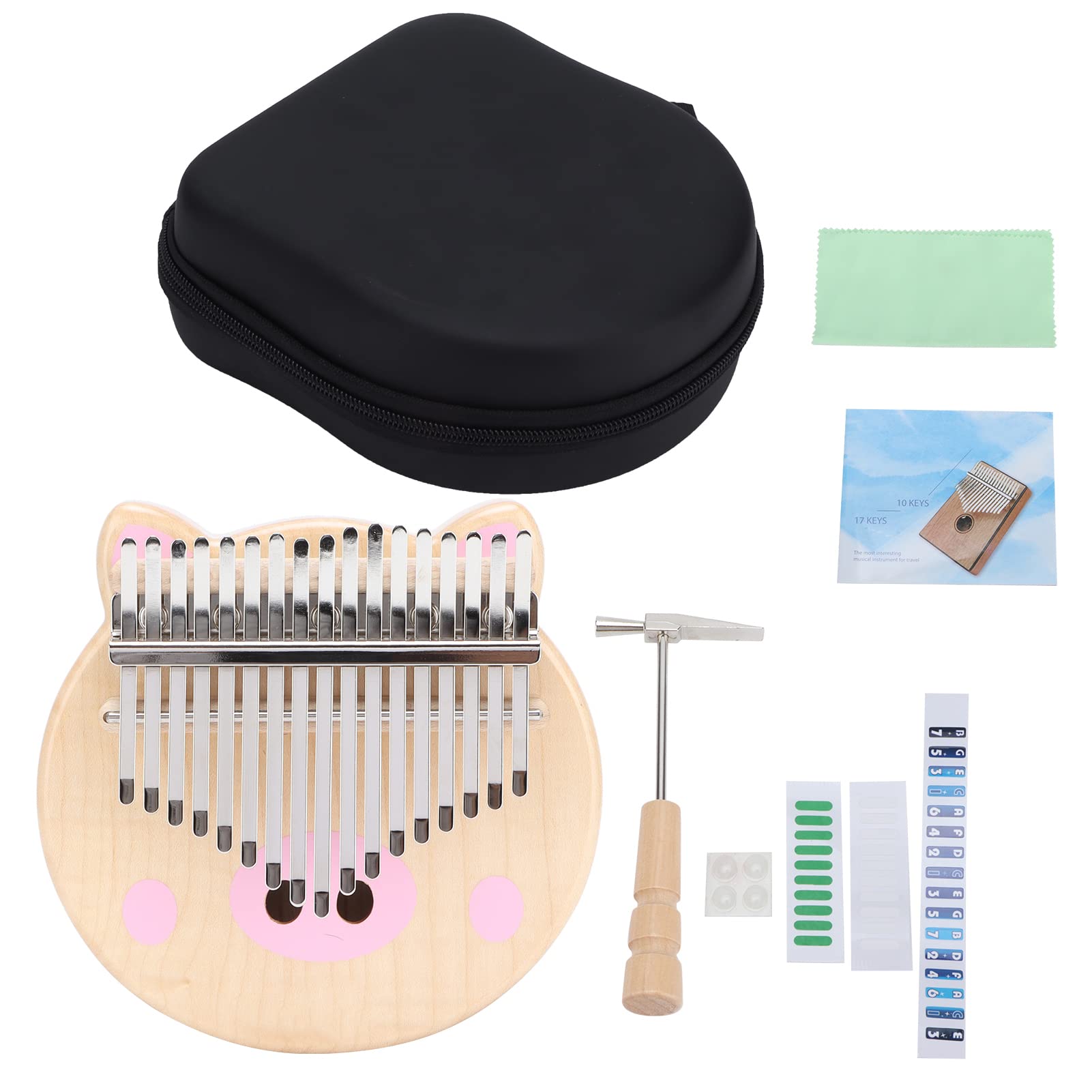Thumb Piano Strumento musicale portatile per pianoforte a dito con design a maiale rosa Legno di acero M5 per bambini Principianti Imparare a suonare musica a casa Viaggi