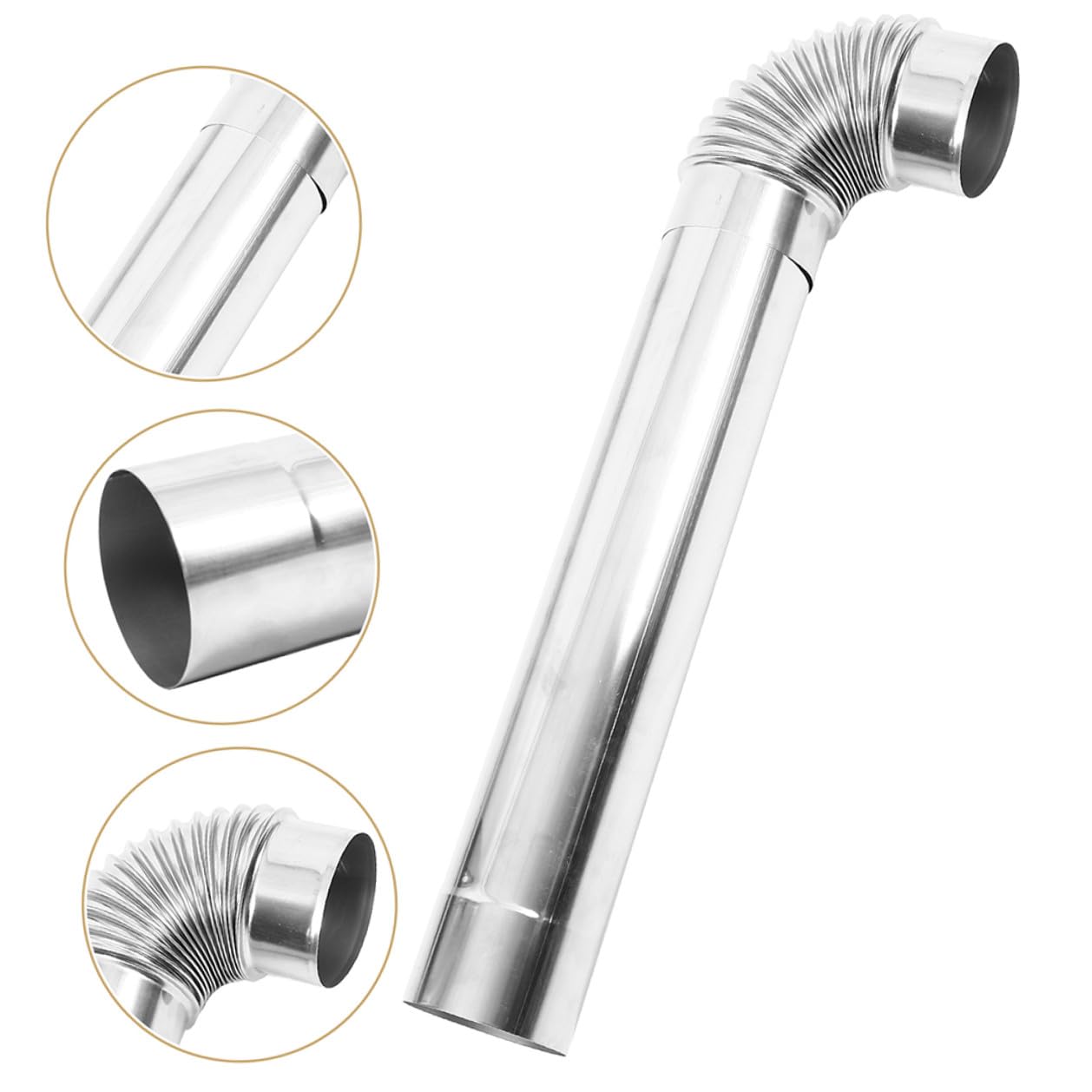 Tubo Canna Fumaria per Stufa, Set 1 Pezzo in Acciaio Inox | Argento, Installazione Semplice, per Stufa Domestico e Riscaldamento a Legna