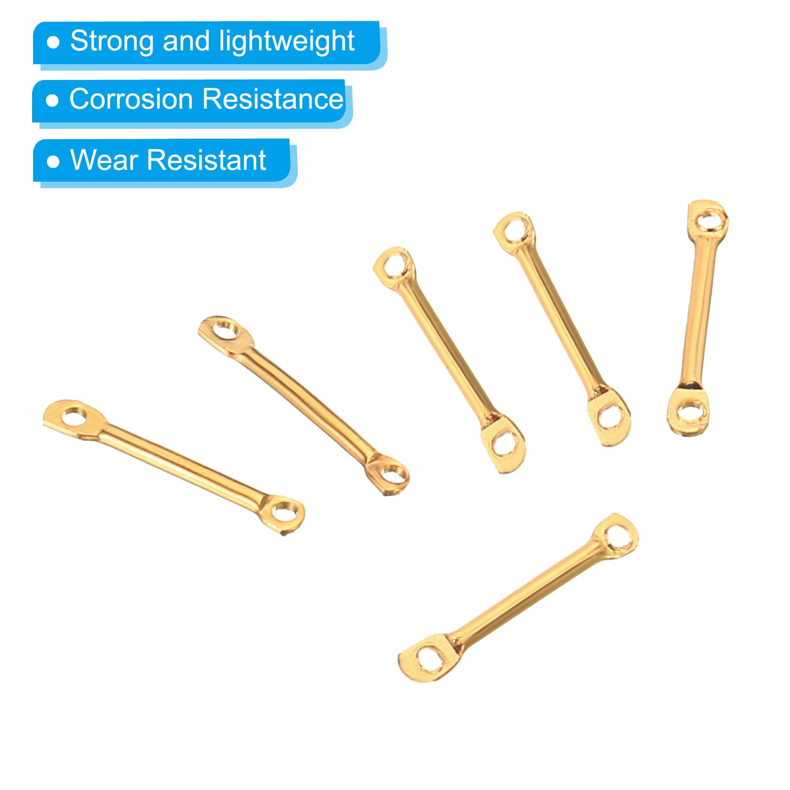 PATIKIL Bar Links for Jewelry Making 200 Pcs 30mm/1.18" Stick Strip Earring Connectors 2 Hole for Earring Necklace Bracelet DIY Light Golden - Image 4
