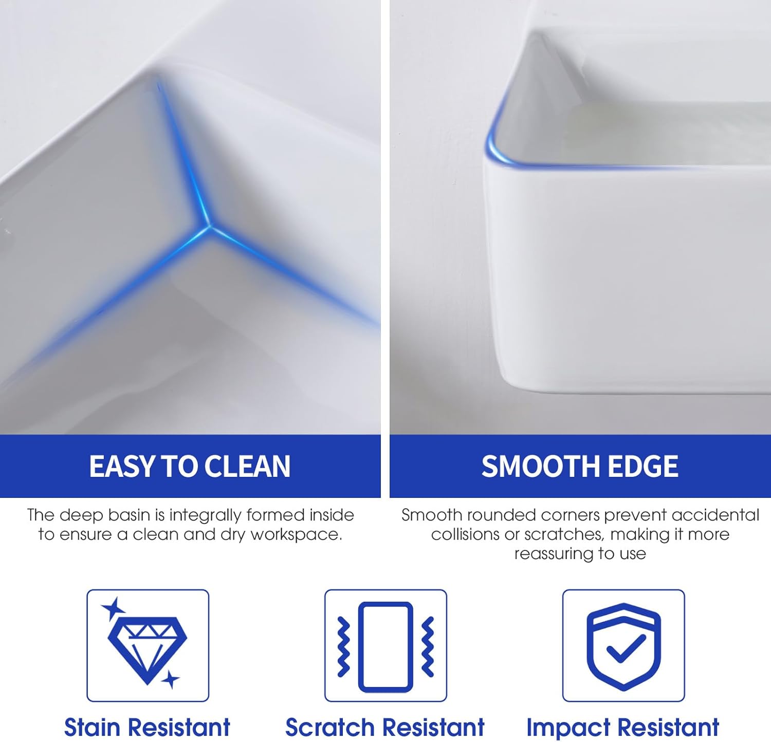 20 x 14 Inch Wall Mounted Bathroom Sink, NOHALIPY Modern White Rectangular Porcelain Floating Vessel Sink with Overflow, Corner Mount Ceramic Bathroom Sink for RV, Restroom and Toilet, Easy to Install