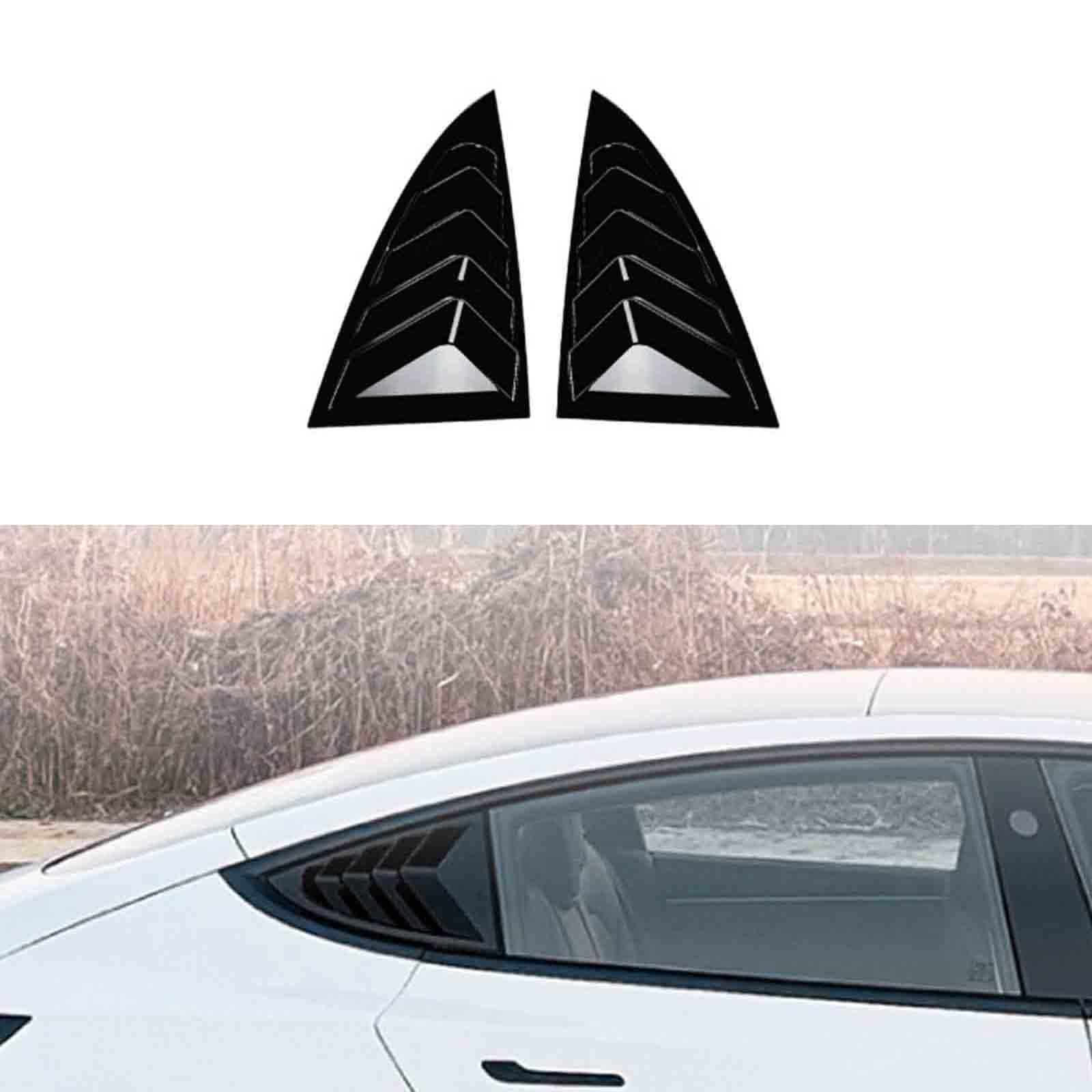 YPFYBHD Rear Window Louver Shutter, Compatible with Tesla Model 3 2024+, 2Pcs Triangle Blinds, Side Vent Panel Decoration Cover,Black