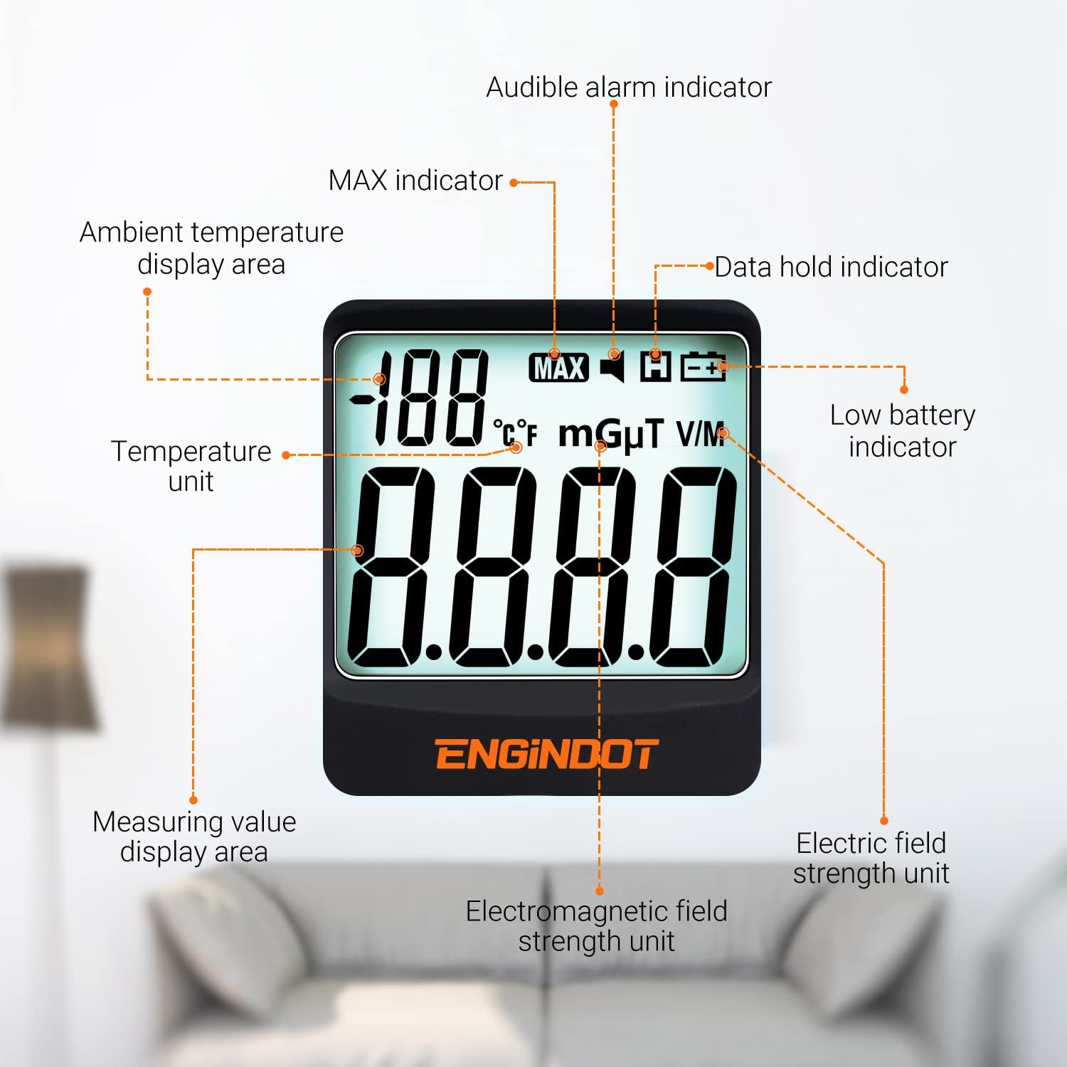 EMF Meter, ENGiNDOT 3in1 Field Radiation Detector 5HZ