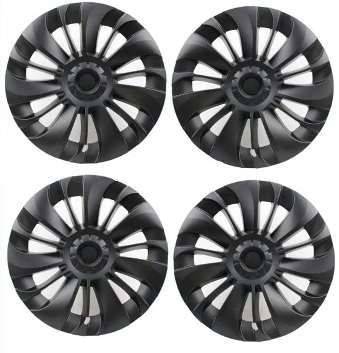 4PCS Wheel Caps 19 Inch Wheel Cover Performance Replacement Wheel Hub Cap Full Rim Cover Accessories, Compatible With Tesla Model Y 2018-2023(L-R Matte Black)