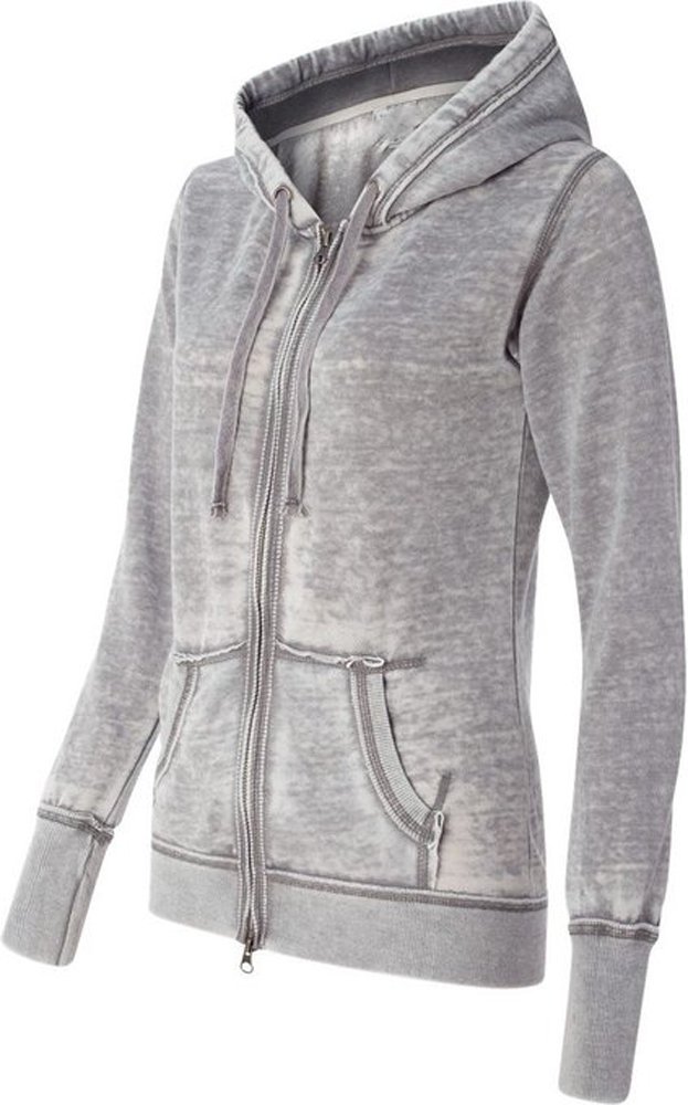 Yoga Jacket - Women Athletic Zip up Jacket - Burnout Light Weight Soft Fleece - Hooded Sweatshirt Large