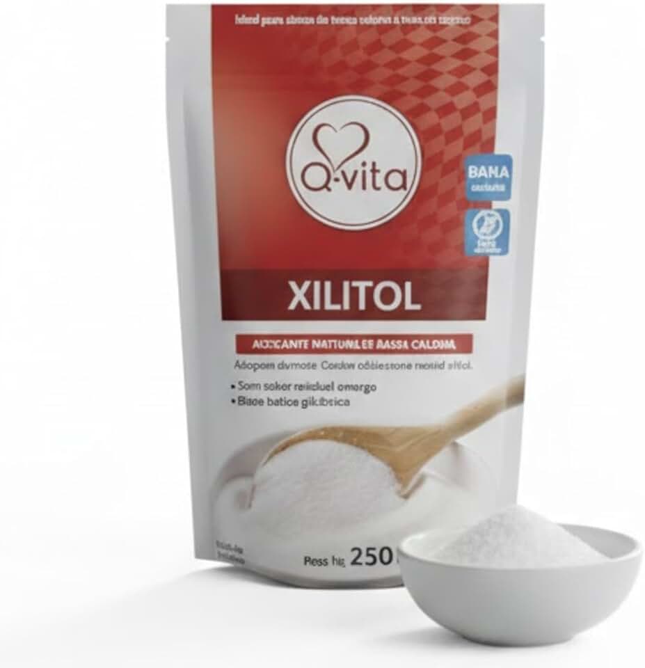 Adoçante 100% Natural Xilitol Q-VITA 250g - Açúcar do Birch - Zero Calorias - Diabéticos - Vegano
