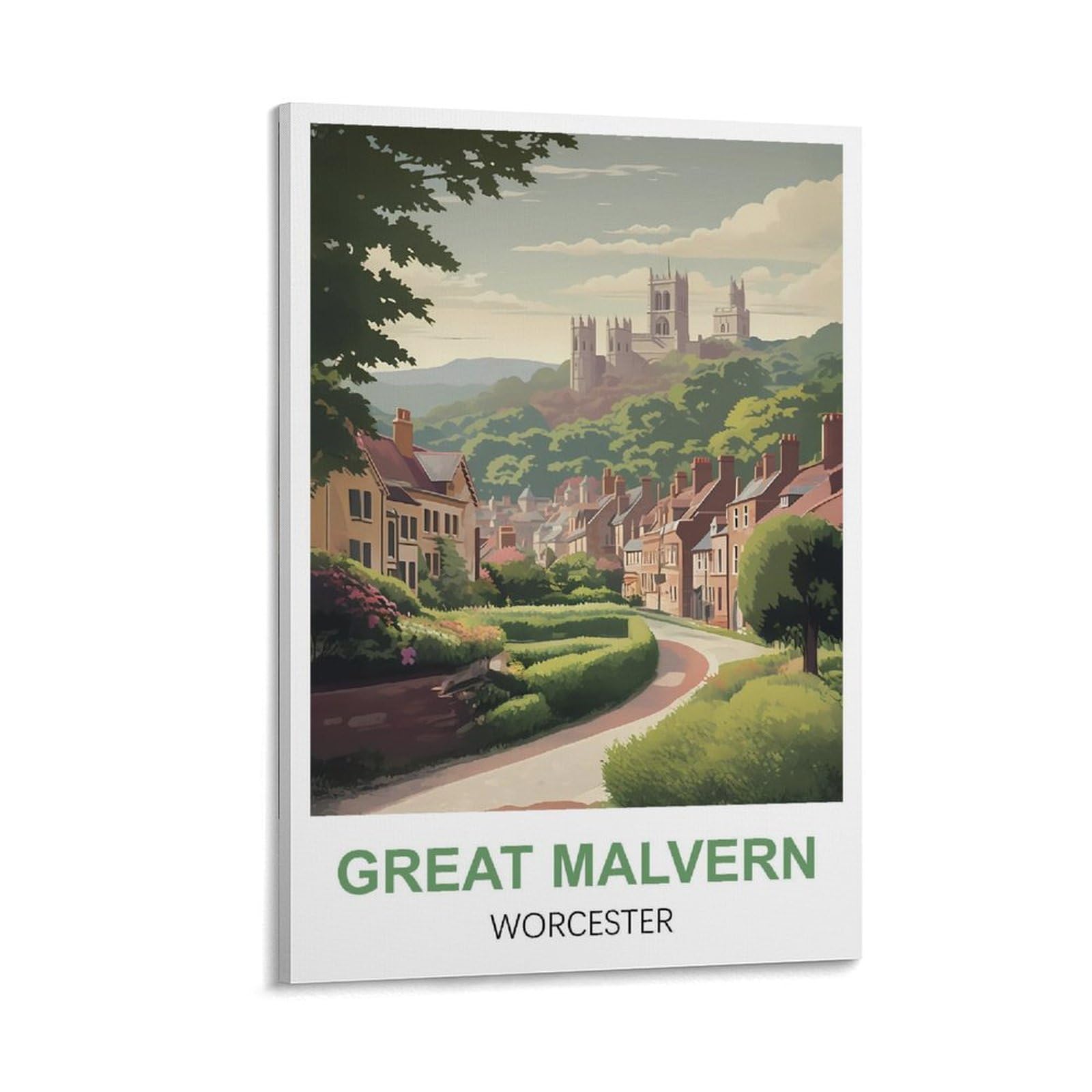 Ctzikww Frame-Style Great Malvern Worcester Vintage Travel Posters 08X12inch(20X30cm) Canvas Art Prints Picture Wall Art Painting