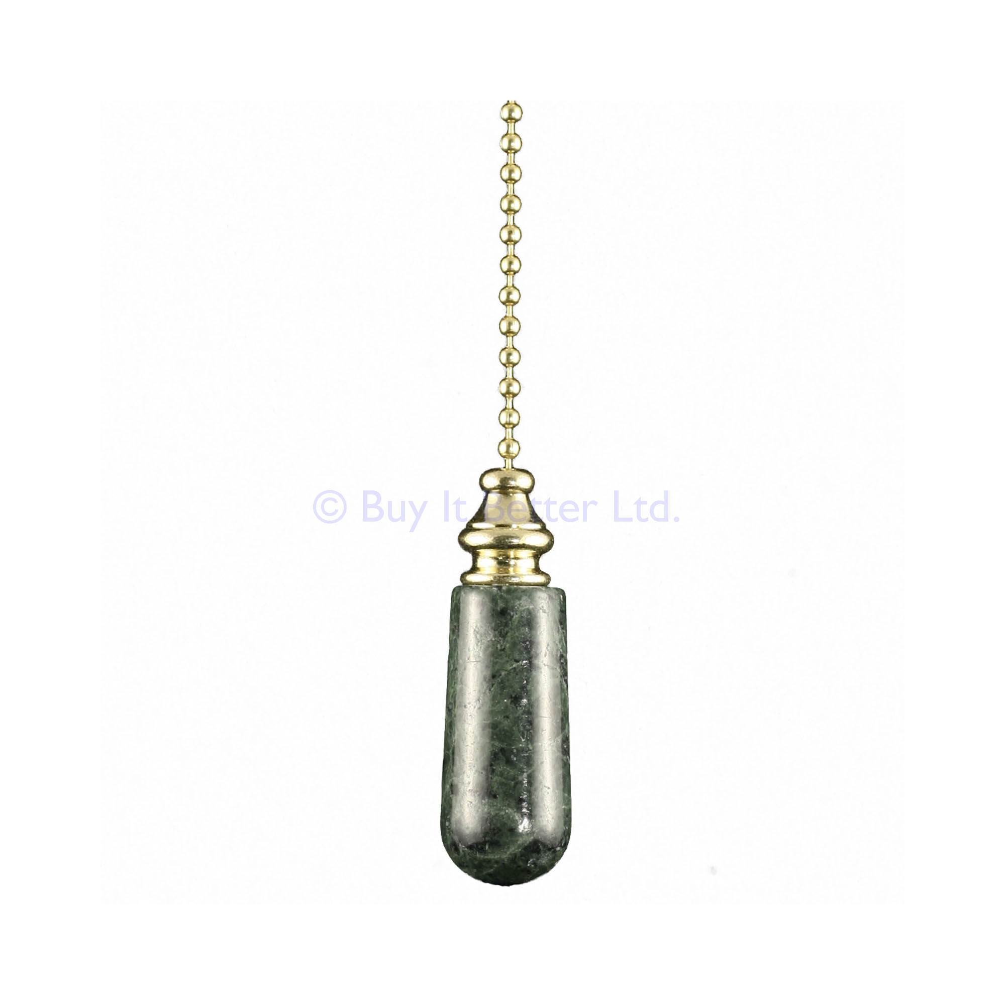 Elektek Light/Green Bathroom Pull Chain – Polished Brass And Real Marble Drop & Brass Chain E5