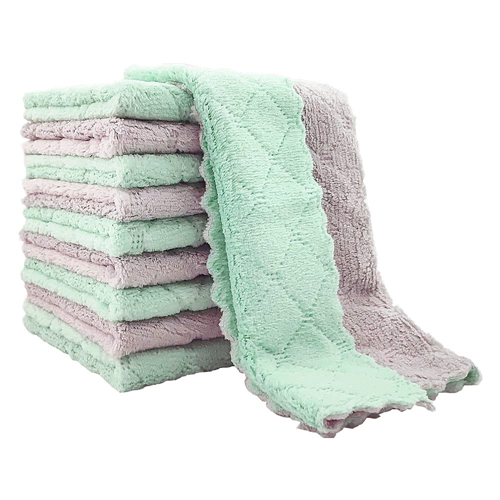 10-Pack 9.85"x9.85"Microfiber Cleaning Cloth Kitchen Dish Towels, Double-Sided Microfiber Towel Lint-Free, Super Absorbent and Dry Quickly, Suitable for Kitchen, Car, Glass Cleaning. (B08XHSPSS1) Amazon Price History, Amazon Price Tracker