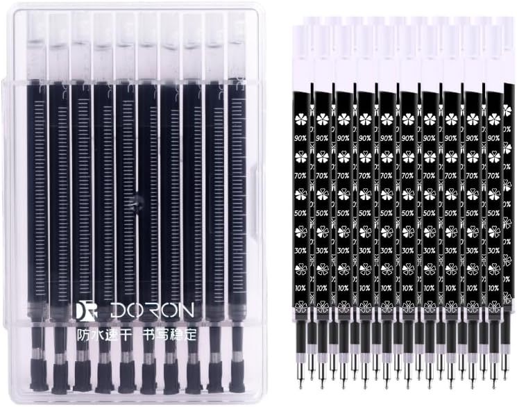 Super Black Ink Pen Refills (20pcs), 0.5mm Fine Tip, Quick Drying, Smooth Writing, Compatible with Most Pens