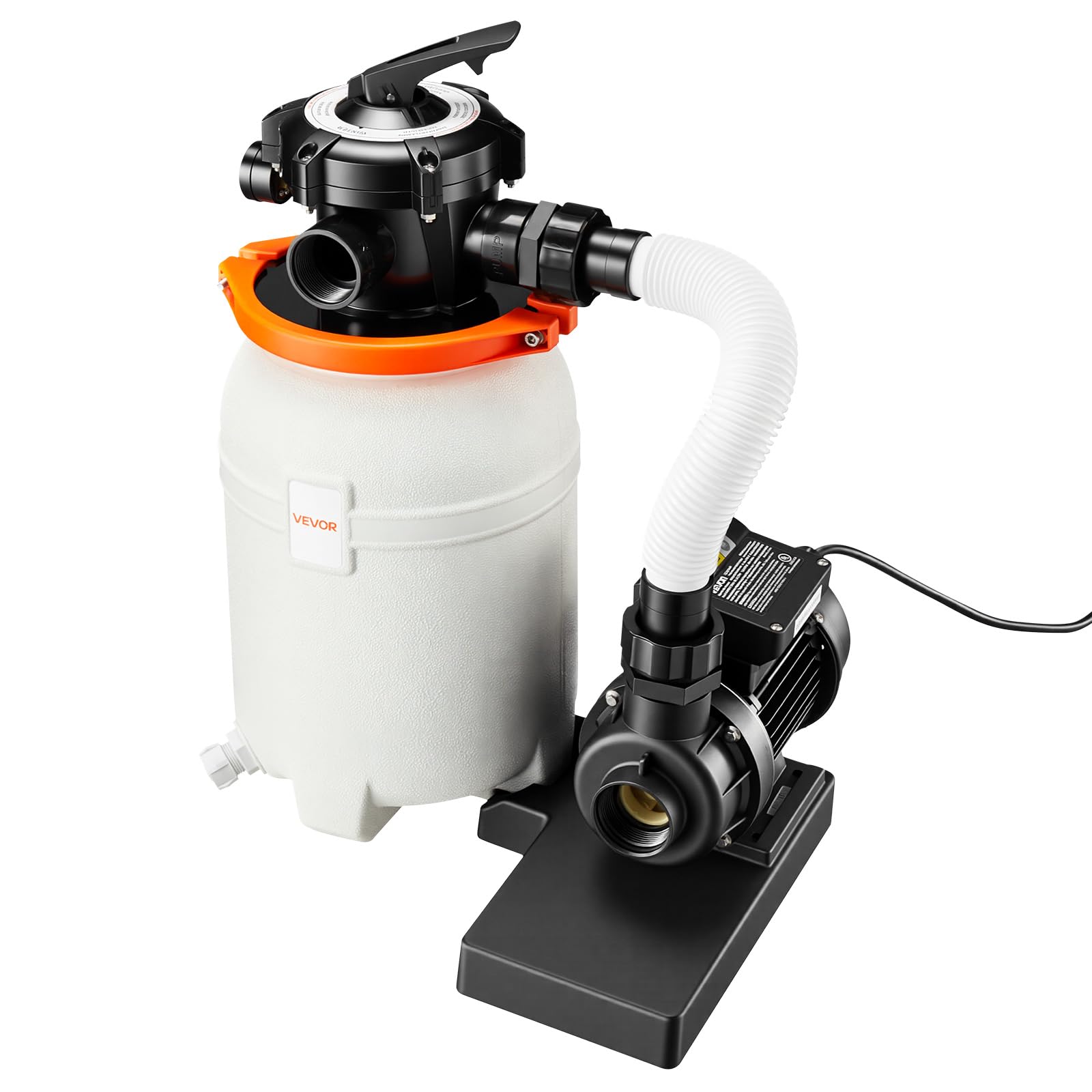 VEVOR 10 in Sand Filter Pump for Above Ground Pool, 0.33 HP 3000 GPH, Swimming Pool Sand Filter Pump with Pre-Assembled Core & Leak-Resistant Design, 6-Way Valve, High-Efficiency Filtration for Pools — view 9