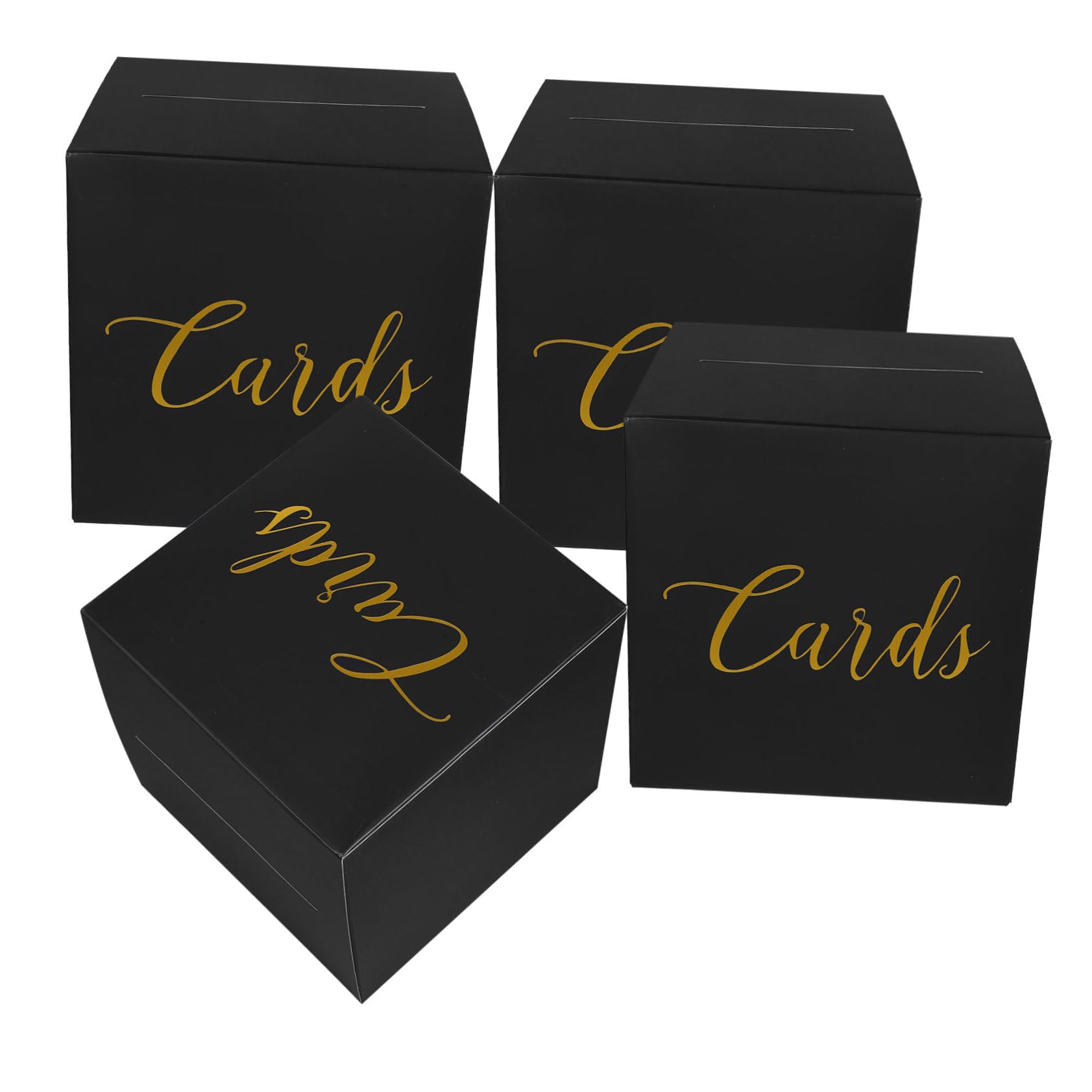 ULTECHNOVO 4 Juegos Caja de Tarjetas de Boda con Tarjetas de Felicitación Caja para Recibir y Mensajes Decoración Elegante para Recepciones y Celebraciones