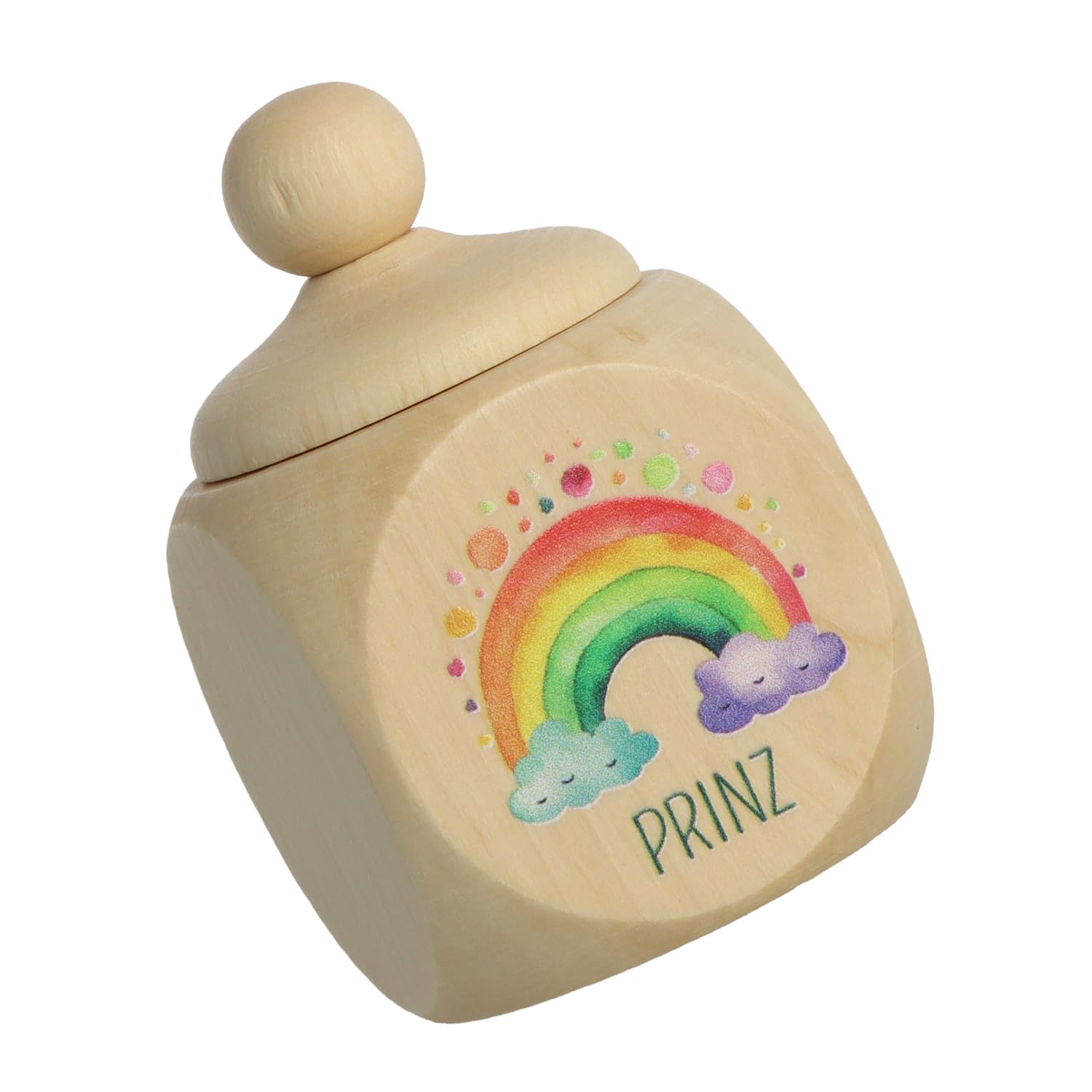 Spruchreif | Milchzahndose aus Holz mit Deckel und UV-Druck | Zahndose für Milchzähne | kleines Geschenk | Zahnfee | Prinz | Regenbogen