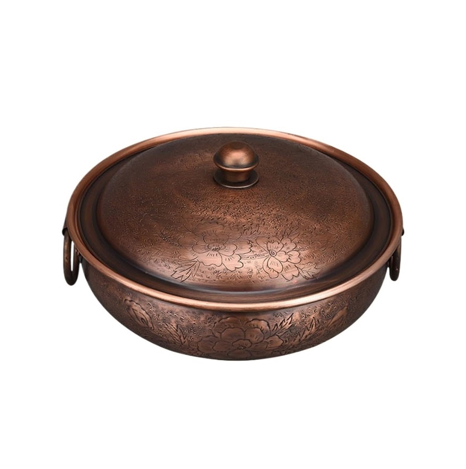 NGDFGR Hot Pot Hotpot Chinese Induction Copper Hot Pot Basin Copper Pot Soup Pot For Domestic Chinese Hot Pot,Copper-30cm