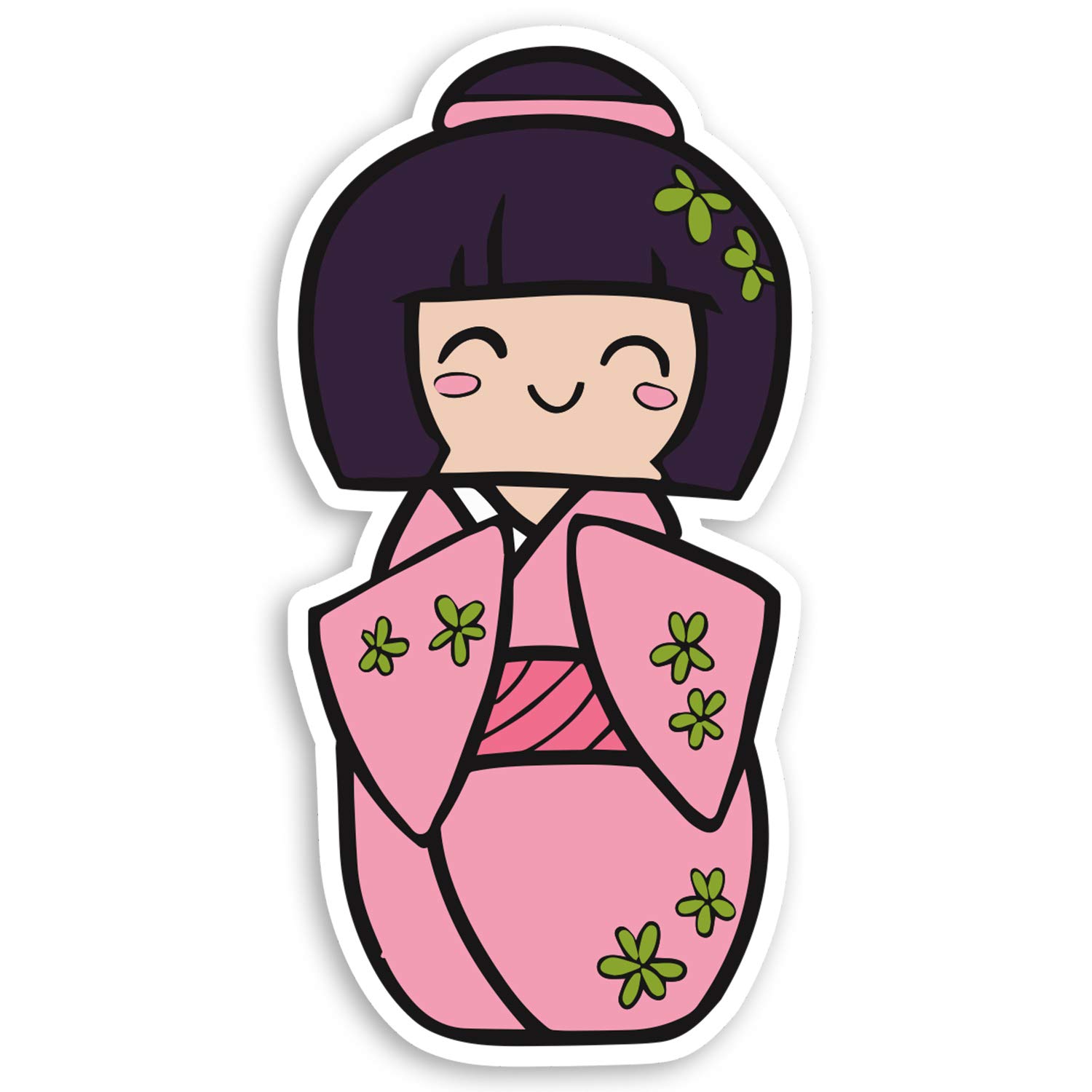 Destination Vinyl Ltd Multi 2 X 10Cm Kokeshi Doll Vinyl Stickers Japan Japanese Kimono Laptop Sticker #31858 (10Cm Tall)