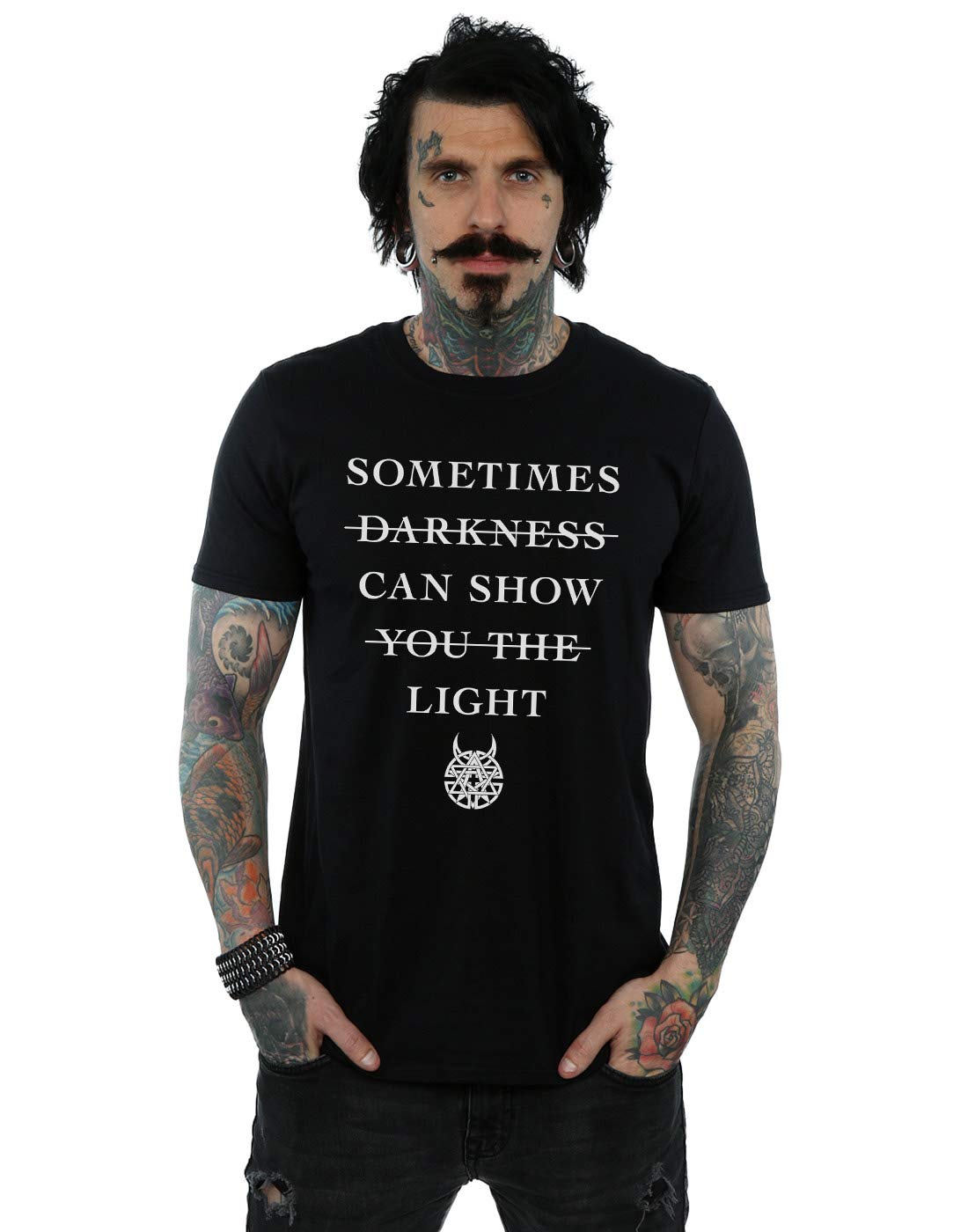 Absolute Cult Men's Black Disturbed Sometimes Darkness T-Shirt Small