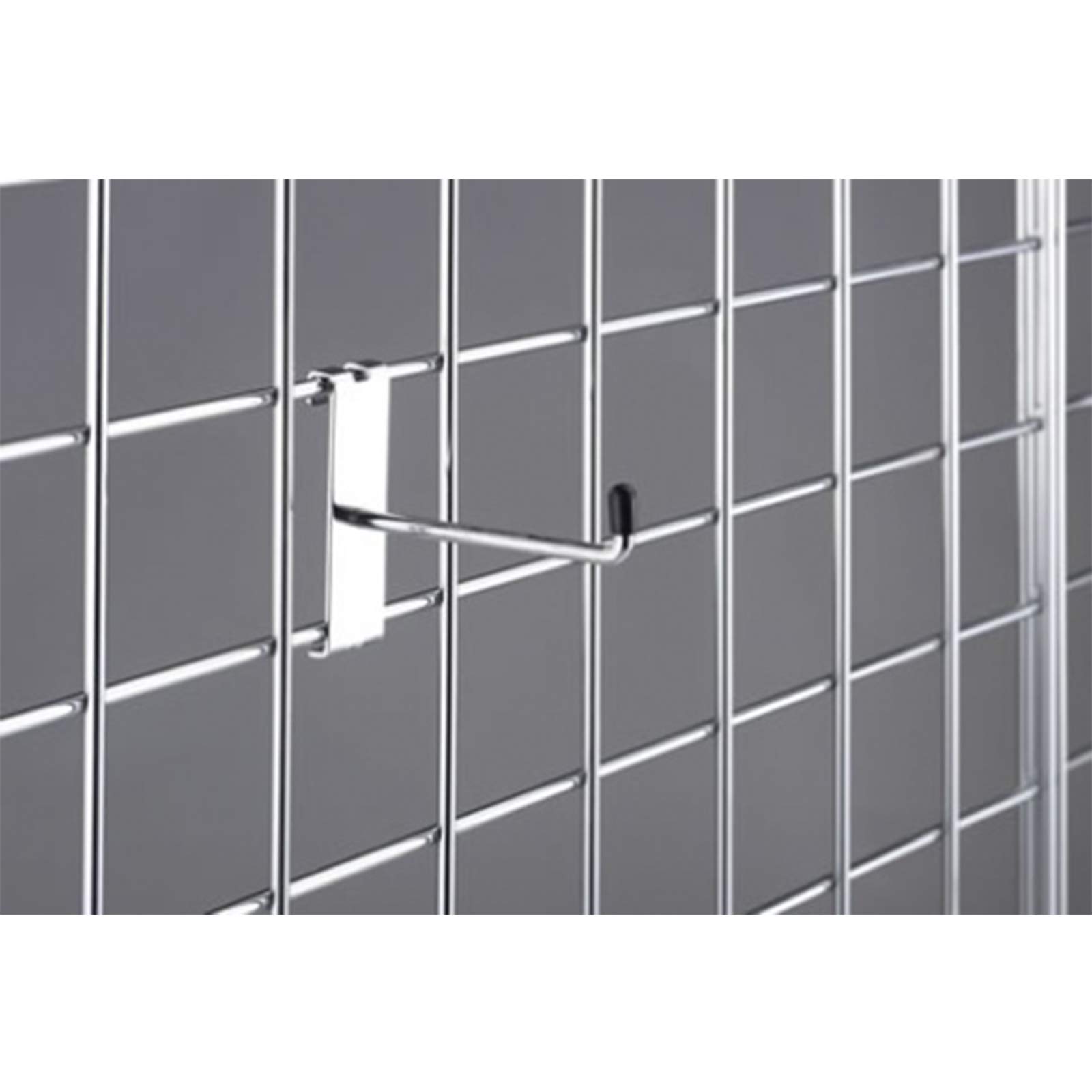 Completeshopfittings Chrome 20X Wallmesh Heavy Duty Hooks Accessory Single Prong Shop Gridmesh Display(4 Inch)