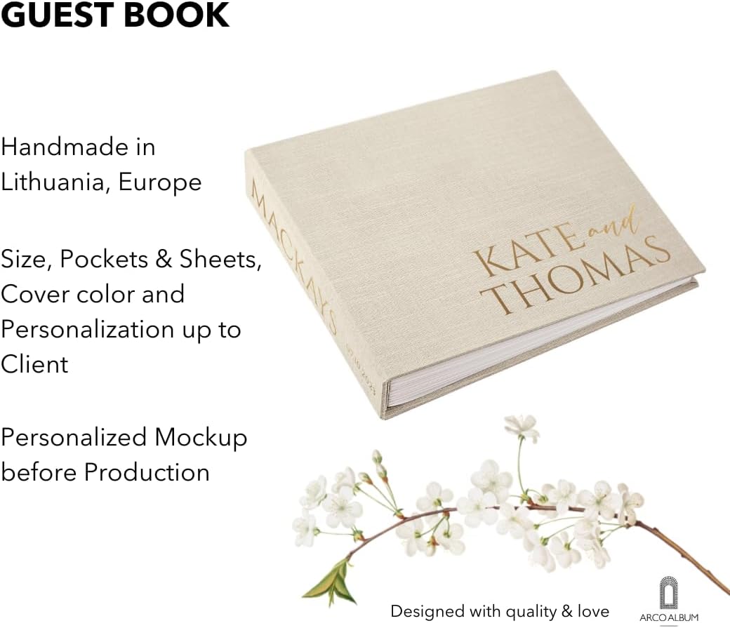 Linen Custom Wedding Guest Book | for All Instax Photo Sizes and Photo Booth Book