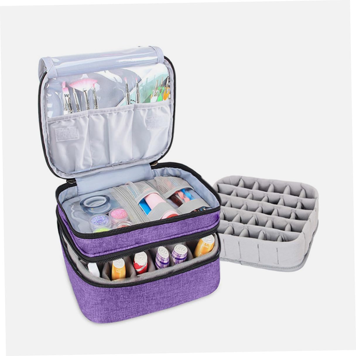 Porta Smalti Organizer in Borsa da Viaggio Custodia per Oli Essenziali e Smalto Organizer per Smalto Cerniera Doppio Cursore