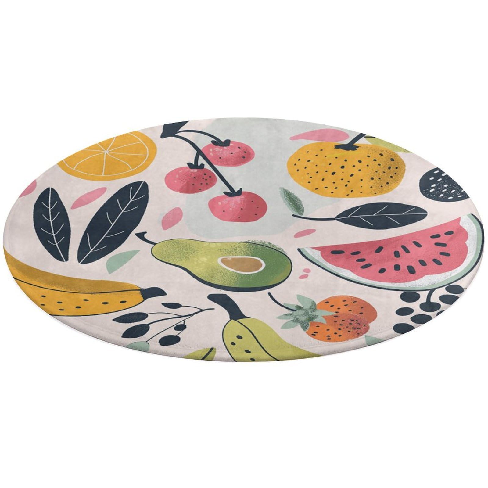 Petit tapis lavable cuisine et bain au motif de fruits colorés pour décorer votre sol