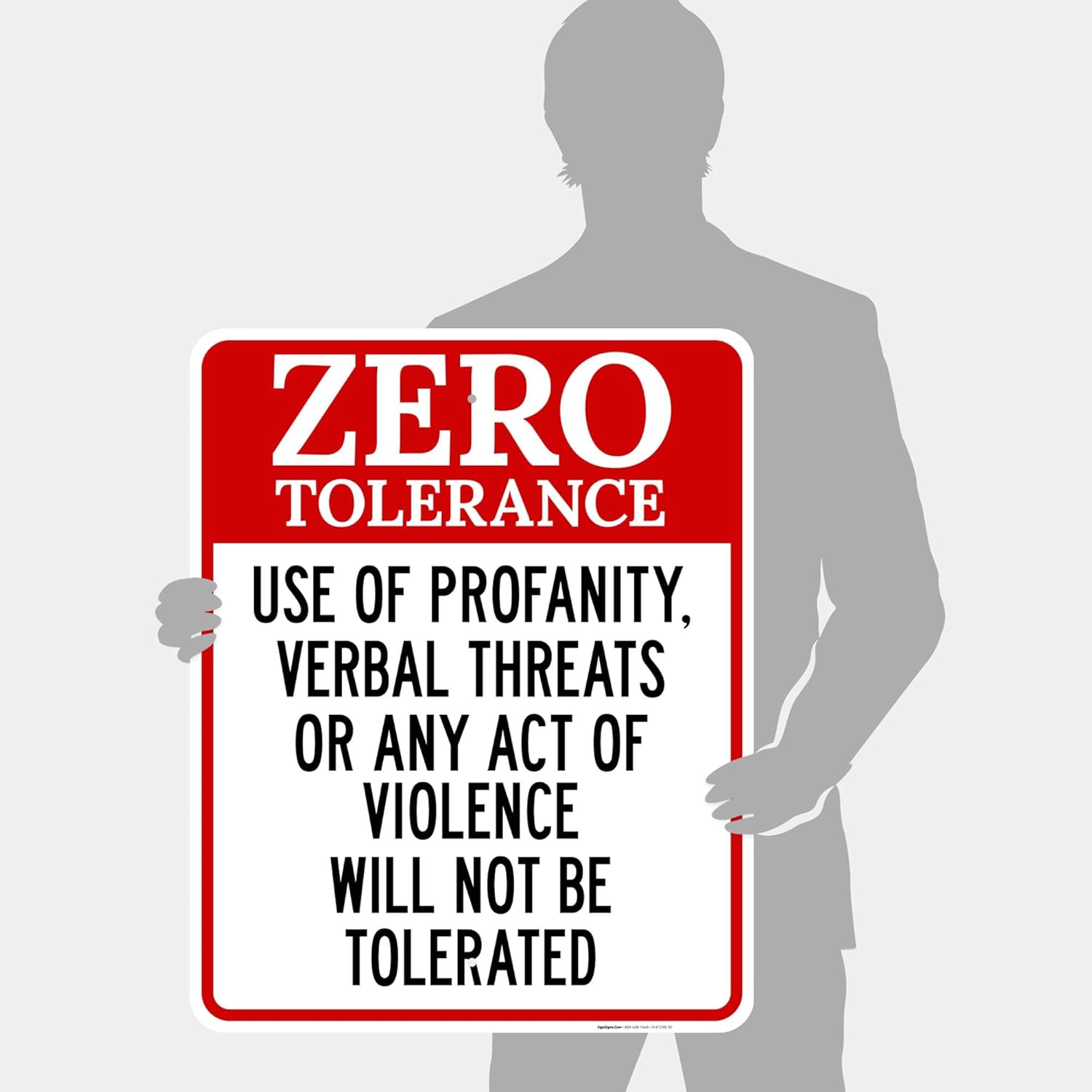 Use Of Profanity Verbal Threats Or Any Act Of Violence Will Not Be Tolerated Sign, 24x30 Inches, Rust Free .063 Aluminum, Fade Resistant, Made in USA by Sigo Signs
