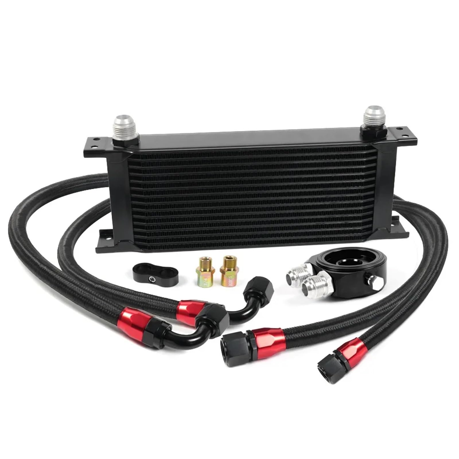 Radiador de Aceite Universal de 10 y 15 Filas, Kit de Enfriador de Aceite de Motor AN10, Adaptador sándwich para Filtro de Aceite, Enfriador de Aceite de transmisión