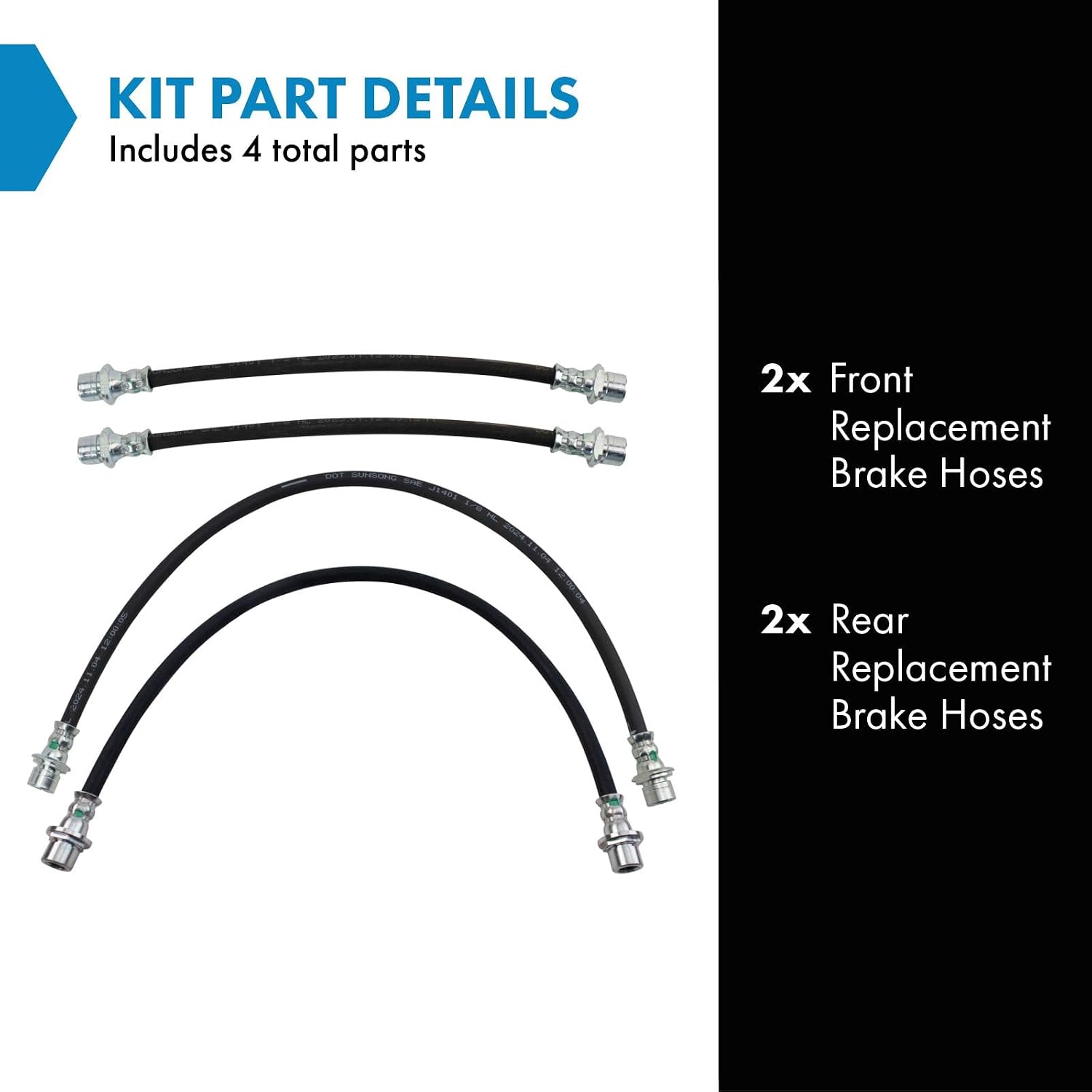 TRQ Brake Hose Set Compatible with 2004-2006 Toyota Tundra
