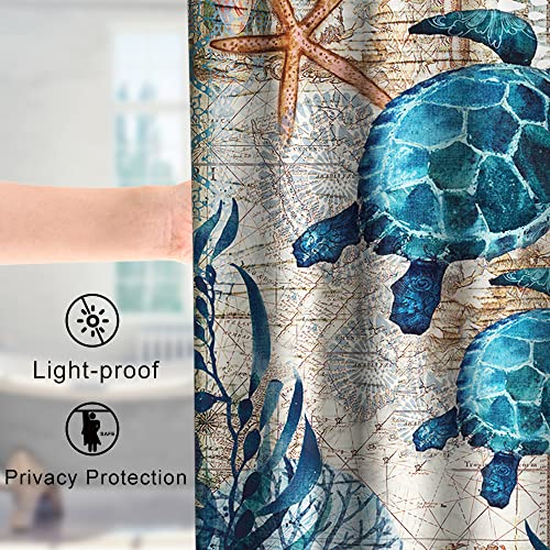 Final Friday Nautical Green Sea Turtles Beach Theme Fabric Shower Curtain Sets Bathroom Blue Ocean Decor With Grommets And Hooks - 72 X 72 Inch Teal #TOP2