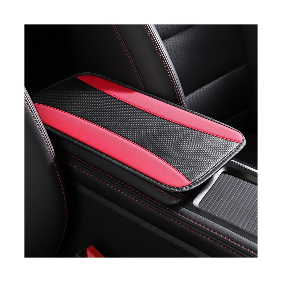 WENINETIES Car Armrest Protector for MG MGS6 EV Trophy 2025 2026, Centre Console Pad Faux Leather Cushion Interior Decoration Accessory Anti-Scratch,Red