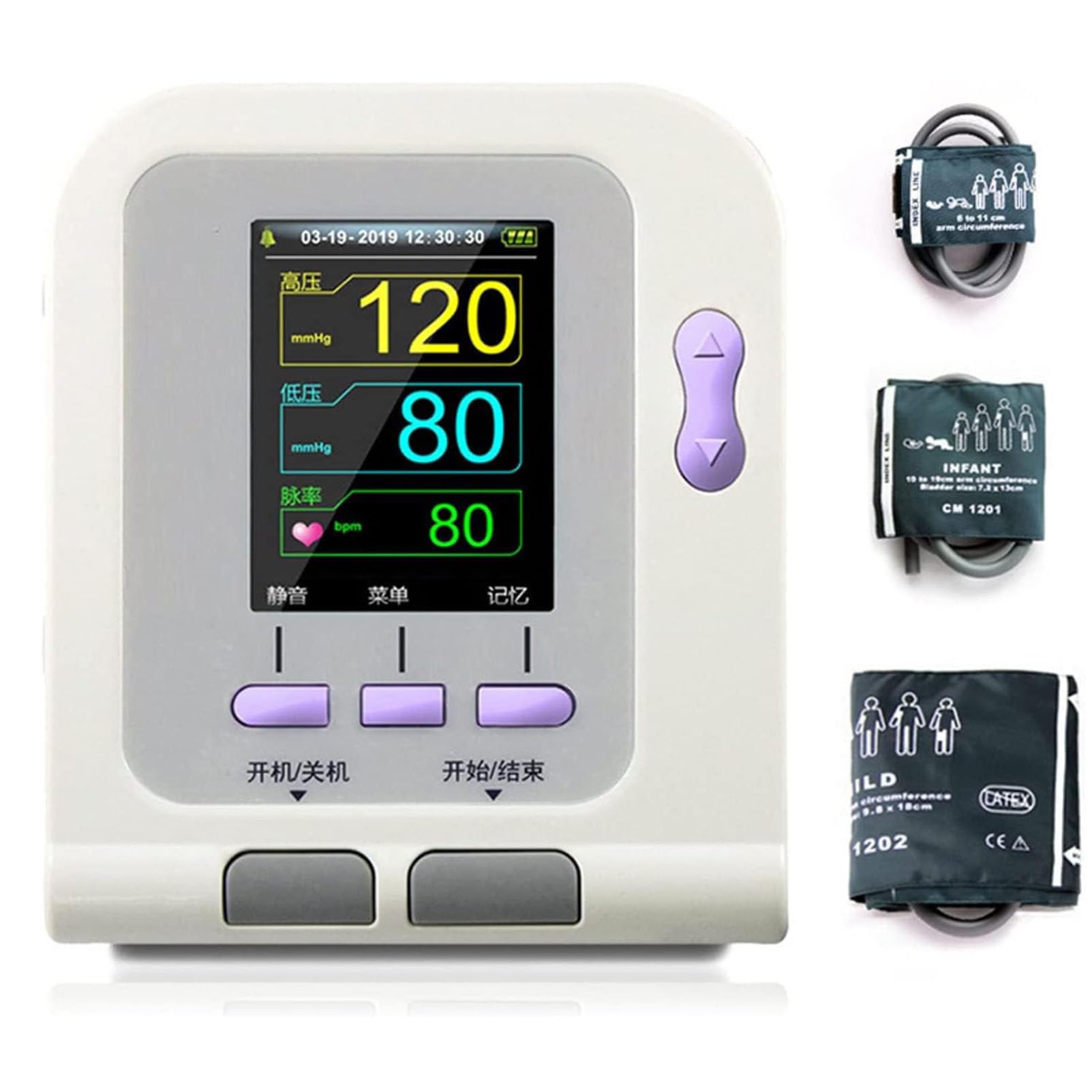 Sfigmomanometro digitale per animali domestici, sfigmomanometro elettronico per cure veterinarie di cane/gatto, display LCD con polsini di diverse dimensioni per letture accurate