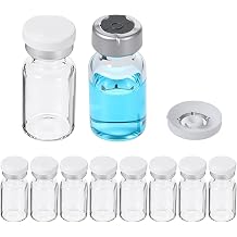 10 Pack 2ml Sealed Sample Vials Storage Glass Bottles Transparent Empty Lab with Self-Healing Caps Injection Port with Storage Box