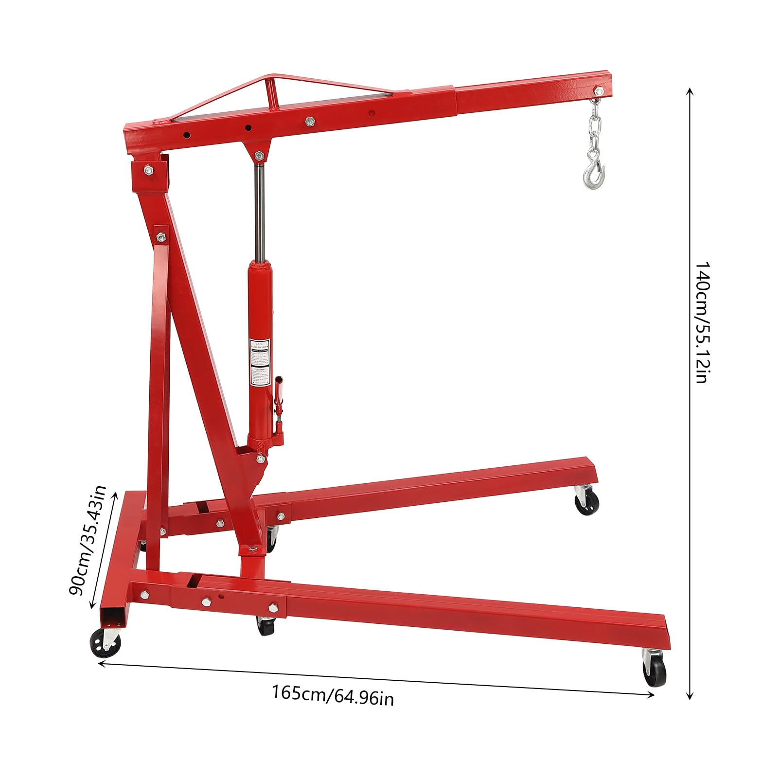 Elevador de motor plegable de 2 toneladas, dispositivo de elevación de grúas, grúa de taller, grúa de motor, grúa plegable, 6 ruedas