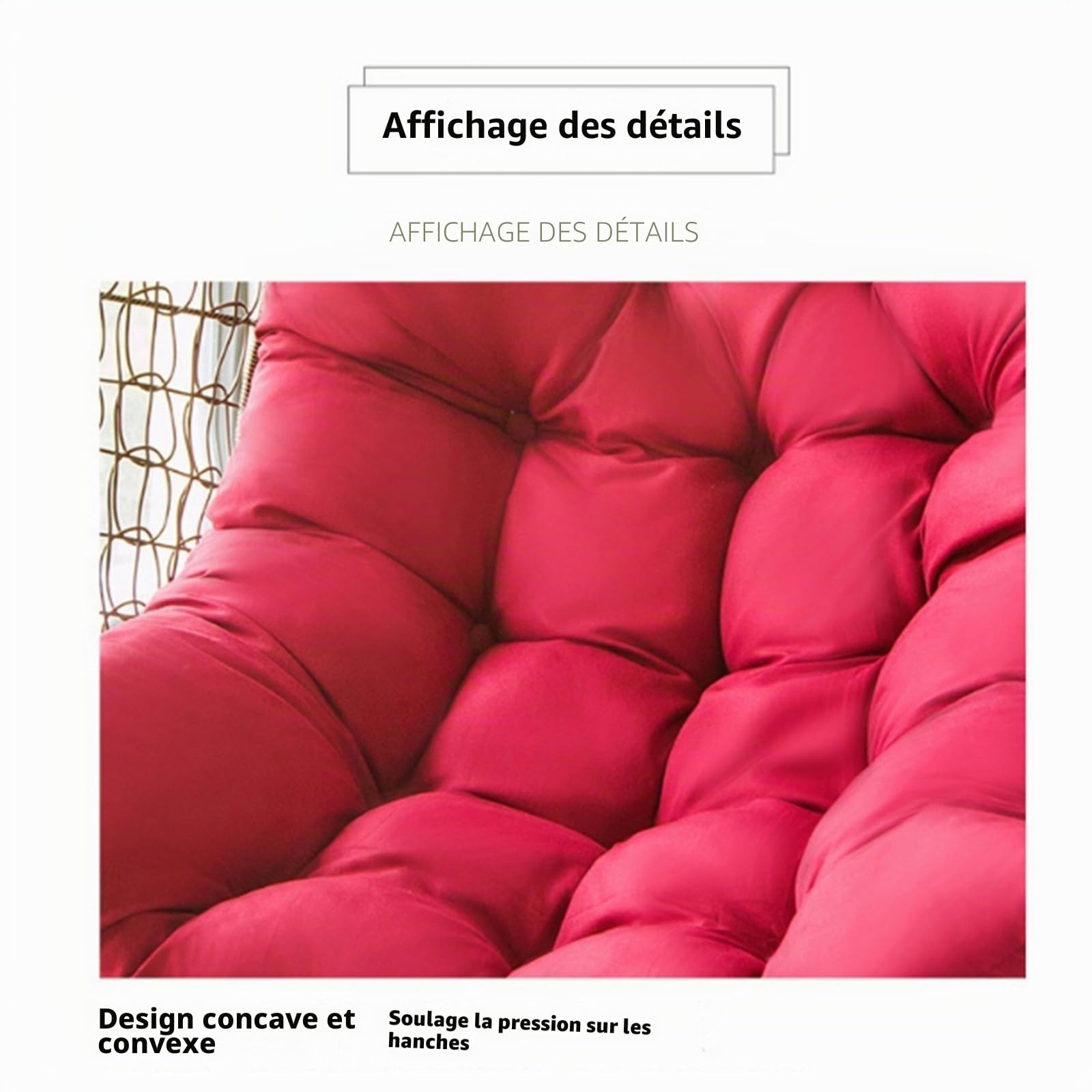 Coussin Fauteuil Suspendu, Coussin de Jardin, Coussin de Remplacement pour Chaise D'oeuf Suspendue Intérieur et Extérieur, Coussin Balancelle, pour Terrasse, Jardin