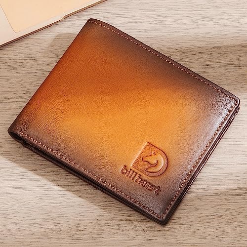 Image of Bifold Chain Wallets for Men, Brown RFID Blocking Genuine Leather Biker Wallet with Anti-Theft Chain (Brown)