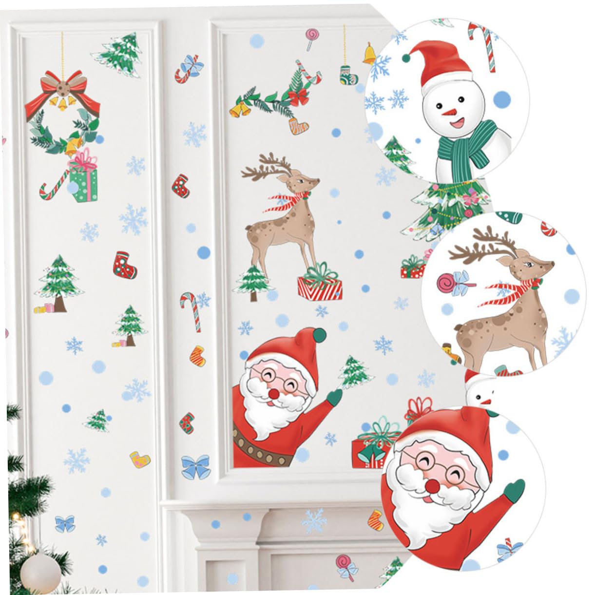 TOPBATHY 30 Hojas Pegatinas Navideñas Para Ventanas Calcomanías De Ventanas De Renos Pegatinas En Las Ventanas Calcomanías De Ventana De Papá Noel Decoración Navideña De Polivinilo