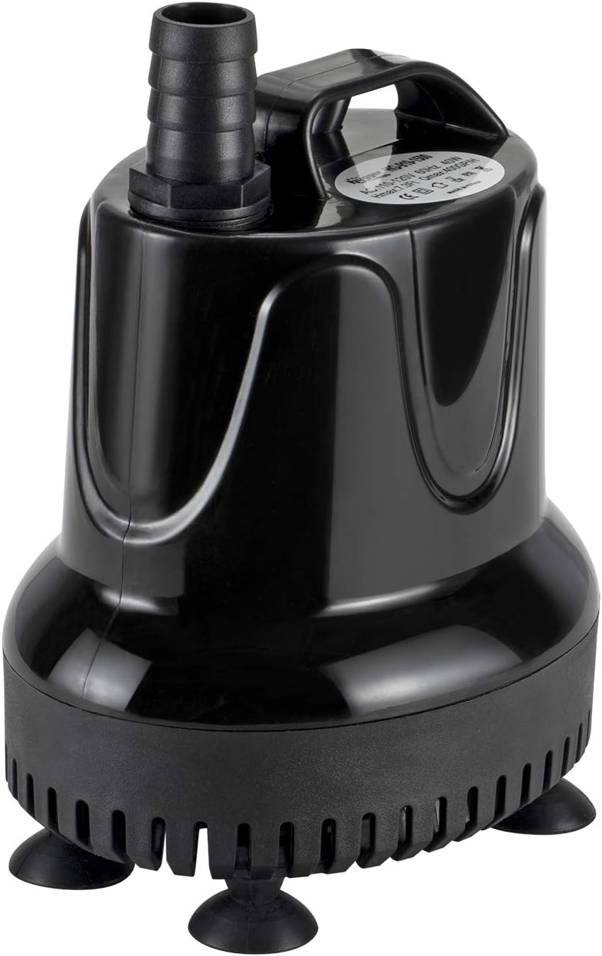 Submersible Water Pump, 800L/H 18W Ultra-Quiet Fountain Water Pump, Bottom Pumping Aquarium Pump with 48 Hours Anti Dry Burning, 1.6m High Lift and 2 Nozzles for Fish Tank Pond Pool Garden