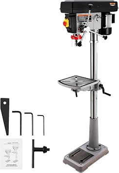 15 in Floor Drill Press, 7.5 Amp 120V Pure Copper Motor, 288-3084 RPM Variable Speed Cast Iron Bench Drill Press, 0-45 Tilting Worktable, Tabletop Drilling Machine for Wood Metal
