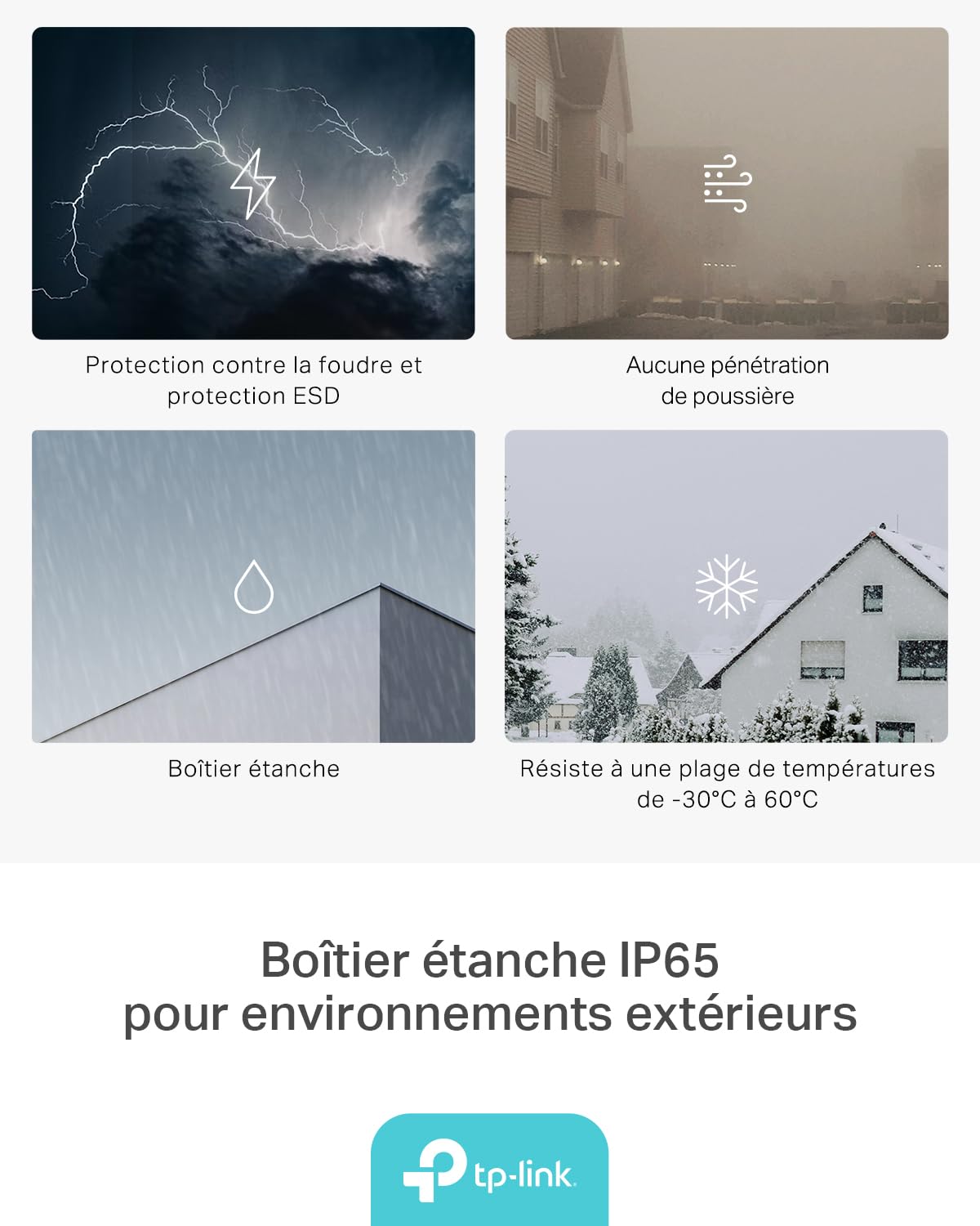 TP-Link Deco BE25-Outdoor Routeur WiFi 7 Mesh BE3600, Répéteur Extérieur/Intérieur, Double Bande, 2×2,5G, IP65, PoE/AC