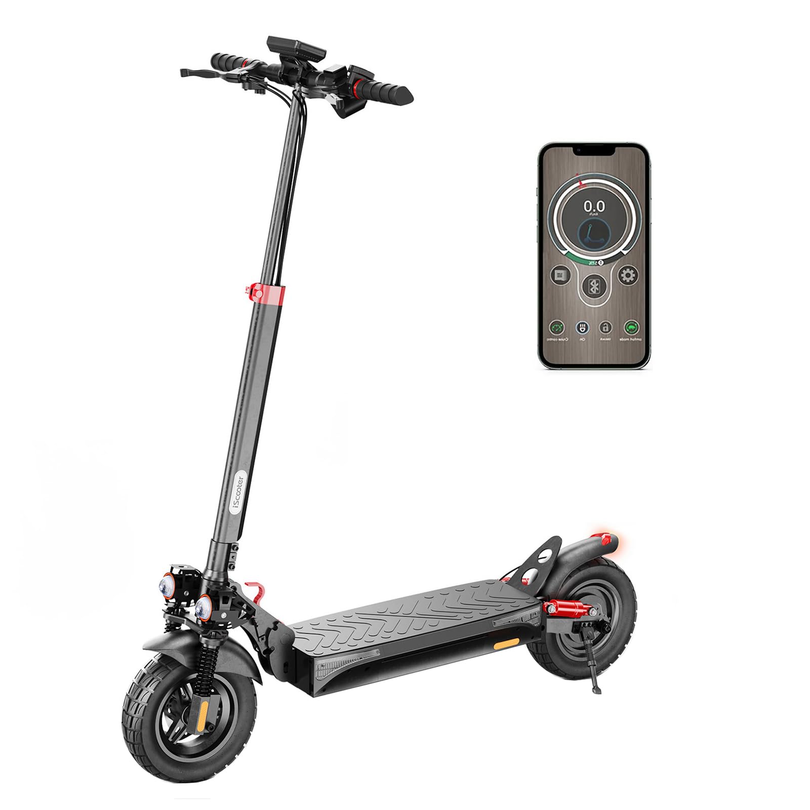 iScooterOff-road Electric Scooter, Single/Dual Motor 45-80KM Range 10" Fast Electric Scooter Adults,4 Shock Absorbers,3-4Speed Modes, Fast Charging, Dual Disc Brakes, Foldable E Scooter