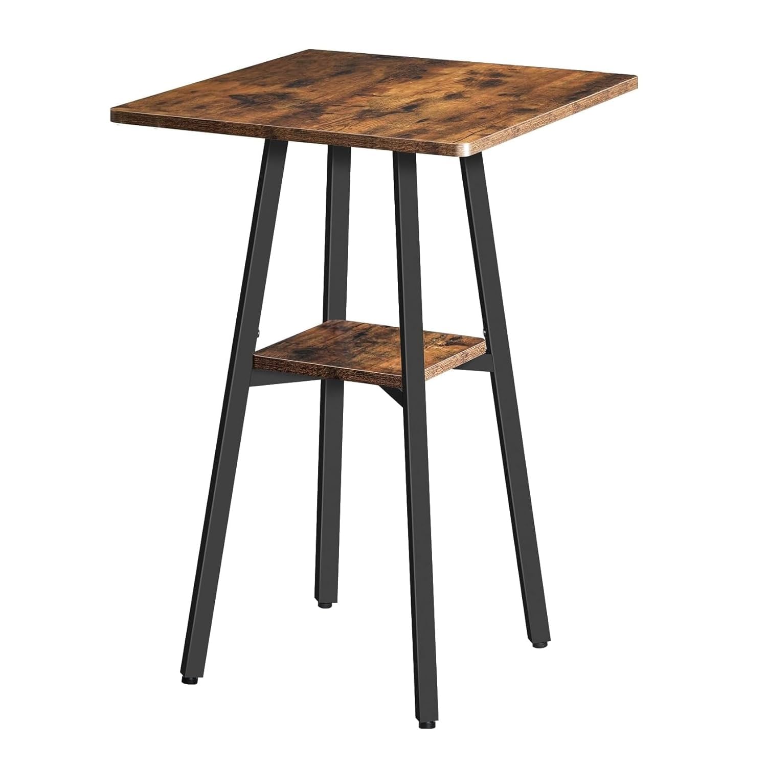 High Bar Table with Storage Shelf | Wooden Top Counter Height Table with Metal Frame for Kitchen, Dining, Cafe & Home Bar Tall Counter Height Table for Kitchen, Living Room, Rustic Brown-image-28