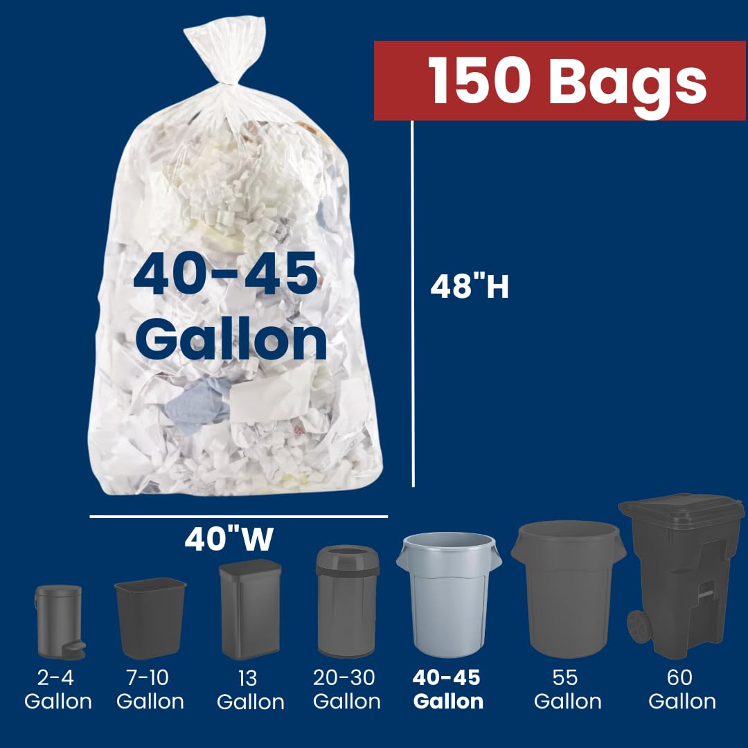 40-45 Gal Trash Bags | 150 Count | 40