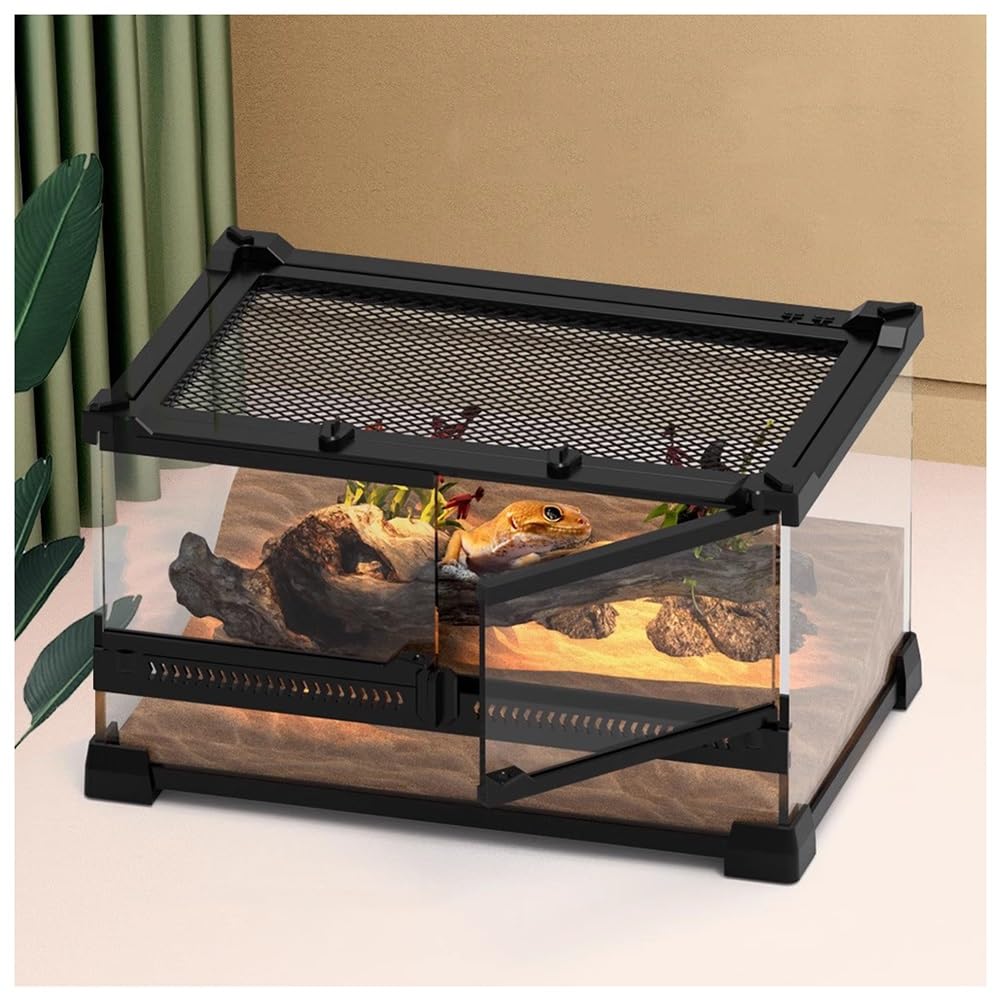 Tanque de terrario para reptiles, hábitat espacioso y seguro para lagartos, dragones barbudos, serpientes y gecos de leopardo, ideal para entusiastas de los reptiles