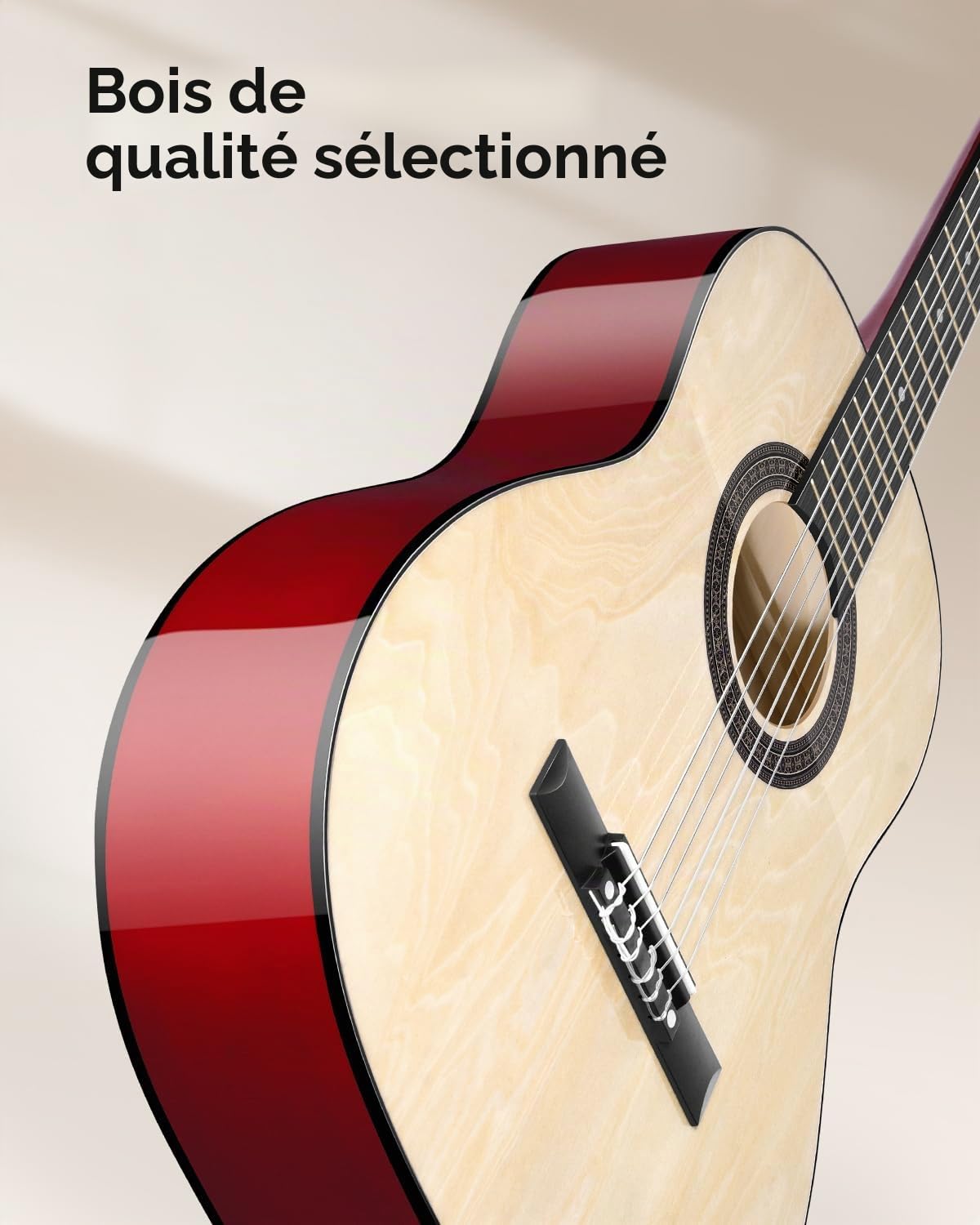 Moukey Guitare Acoustique 36 Pouces pour Débutants Enfants et Jeunes, guitare voyage Dreadnought 3/4 avec housse, accordeur, médiators, cordes nylon, capodastre et sangle