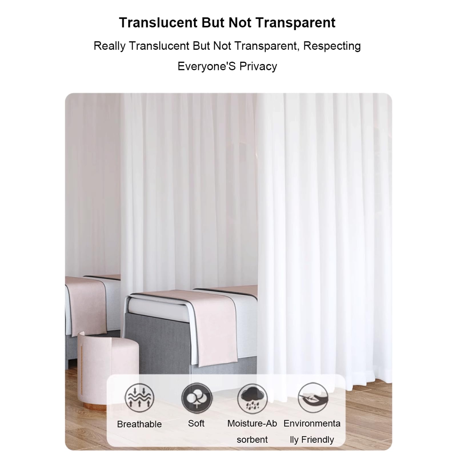 Paravento da parete – Supporto in metallo per la privacy, tende eleganti in tessuto, ideale per centri benessere, elegante divisorio per uffici e saloni