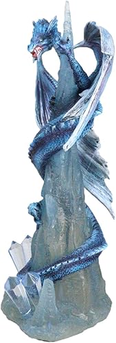 Miniatura 3 de Ebros Gift Estalactita congelada dragón azul aferrado a la montaña de hielo puntiagudo acantilado figura 10" H Calabozos y dragones estatua de